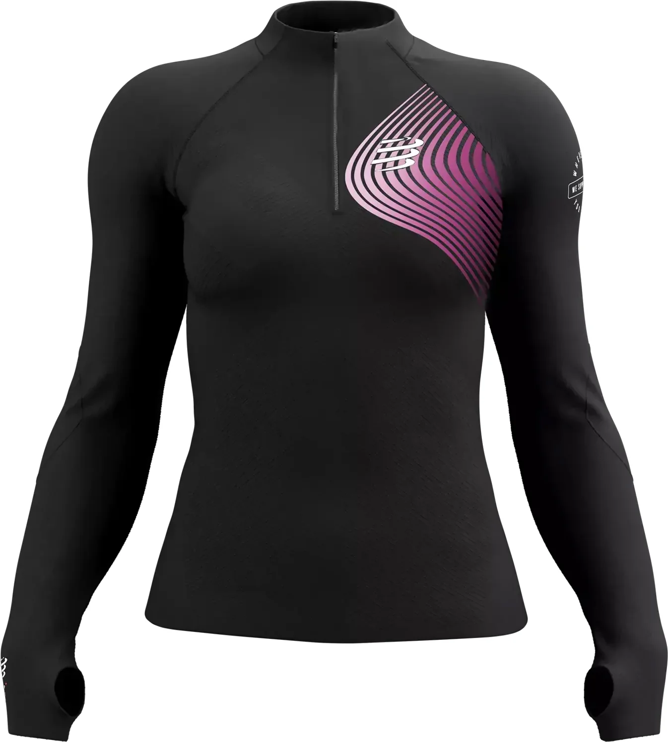 Compressport Winter Trail Postural Half Zip Long Sleeve Womens Running Top - Grey - Image 2
