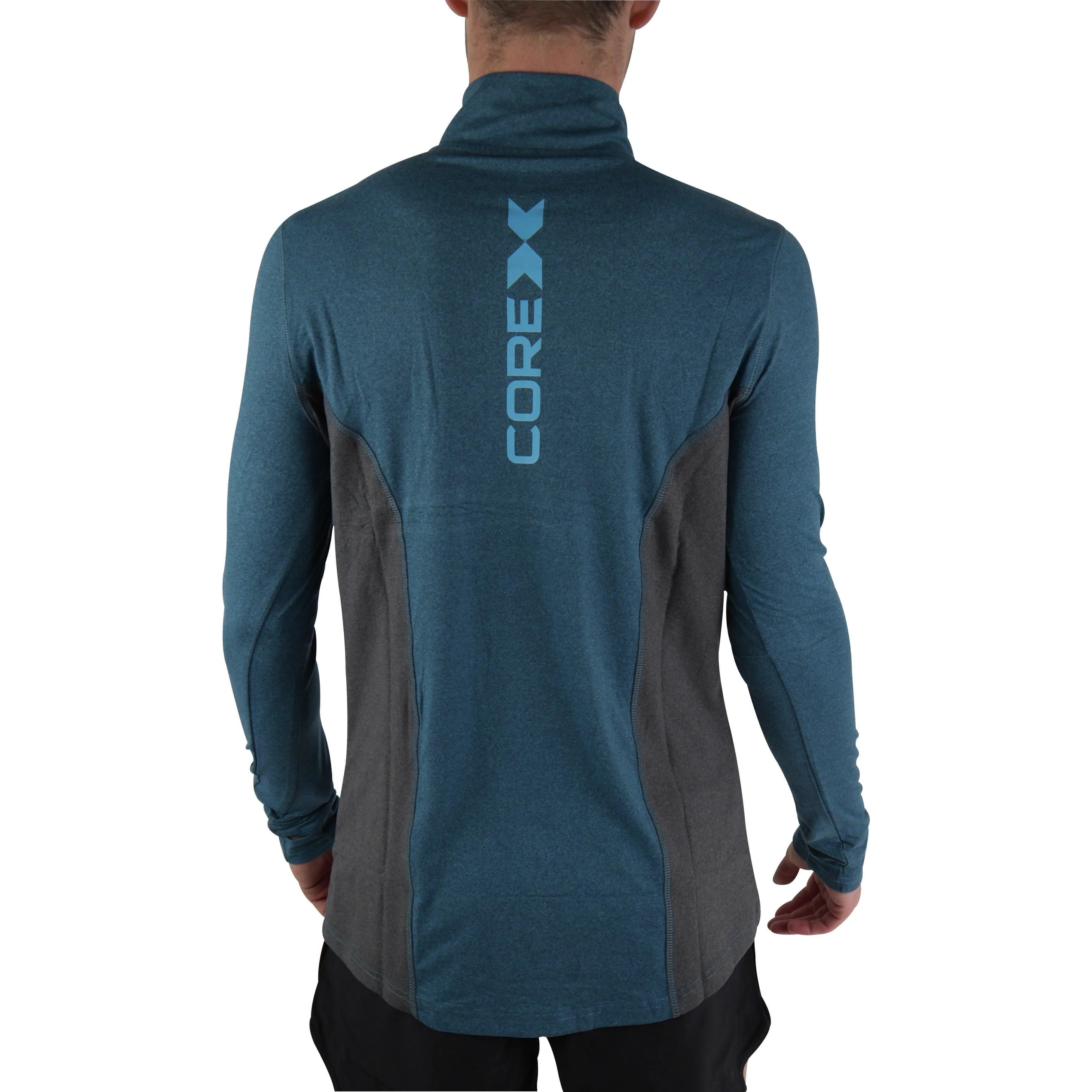 CoreX Fitness Half Zip Long Sleeve Mens Running Top - Blue - Image 2