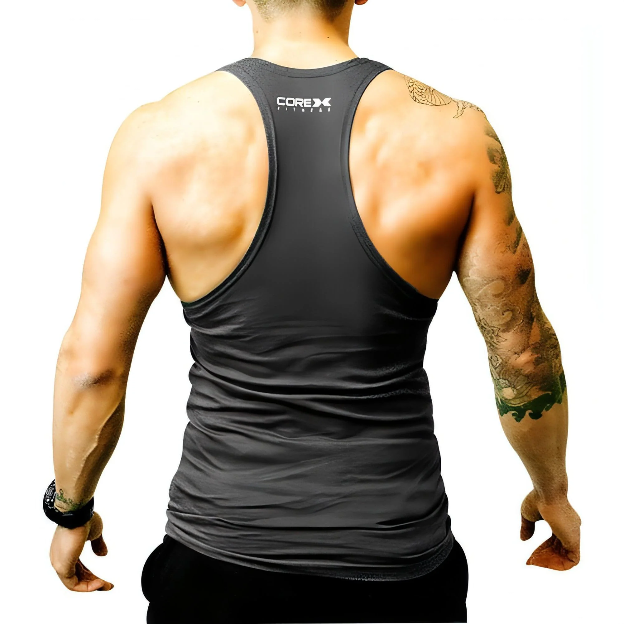 CoreX Fitness Just Lift Stringer Mens Training Vest - Grey - Image 2