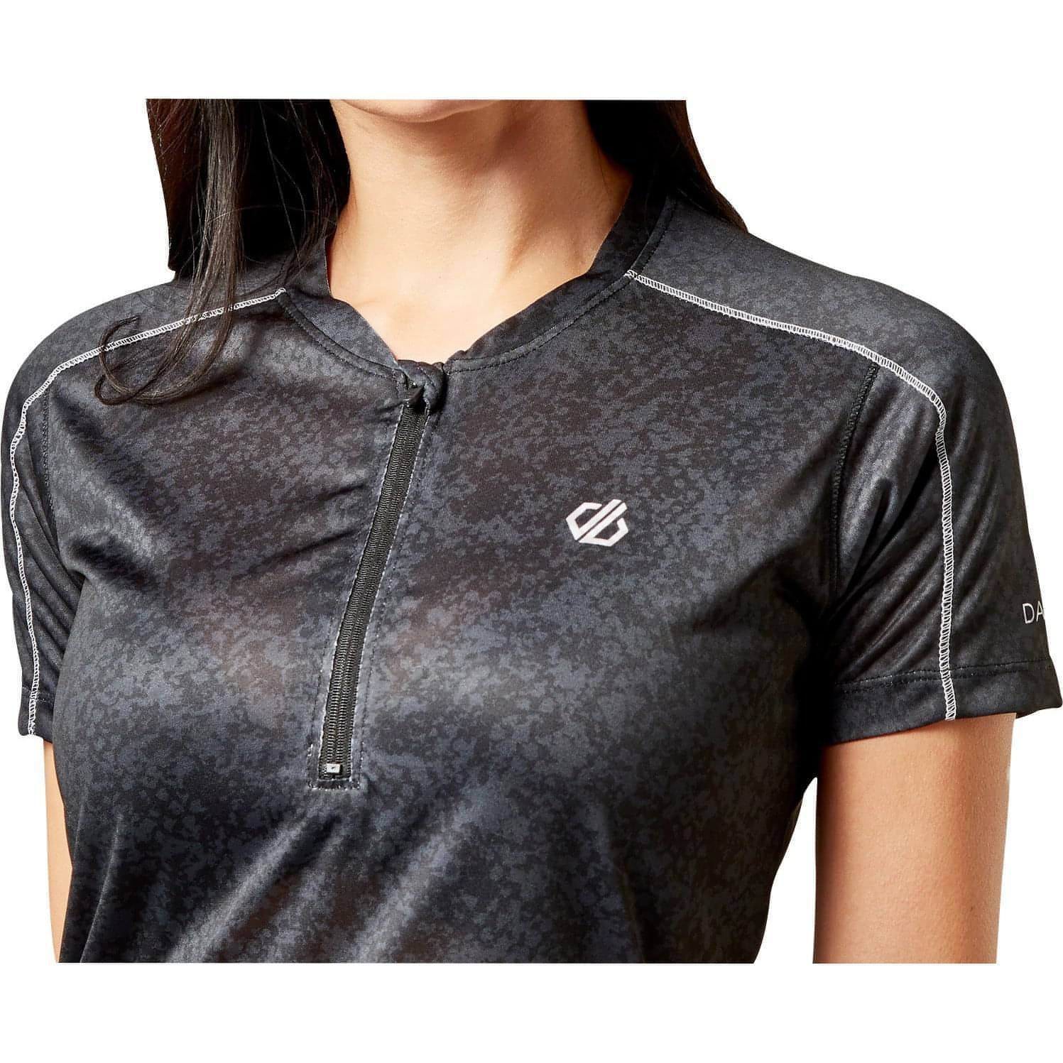 Dare2B Theory Short Sleeve Half Zip Womens Cycling Jersey - Black - Image 4