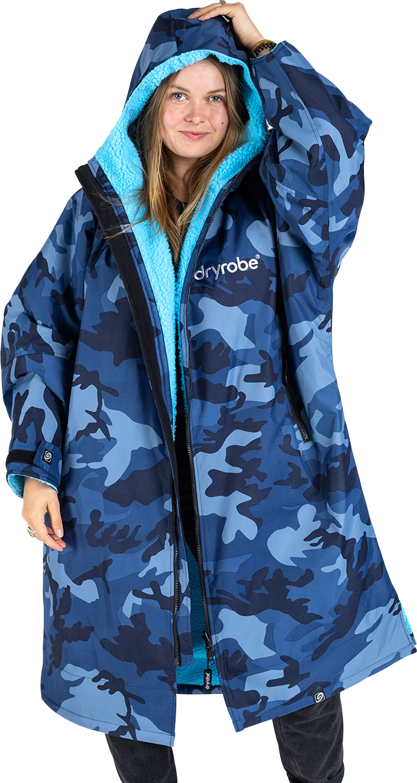 Dryrobe Advance Long Sleeve Changing Robe - Blue Camo - Image 3