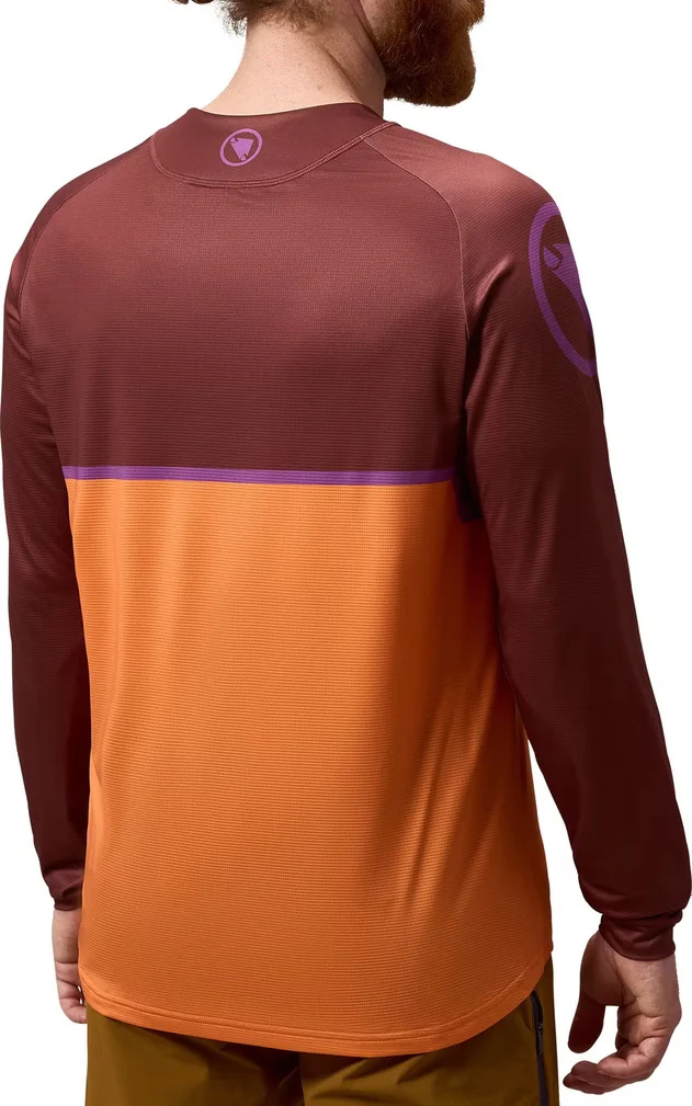 Endura Core Printed Long Sleeve Mens Cycling Jersey - Orange - Image 2