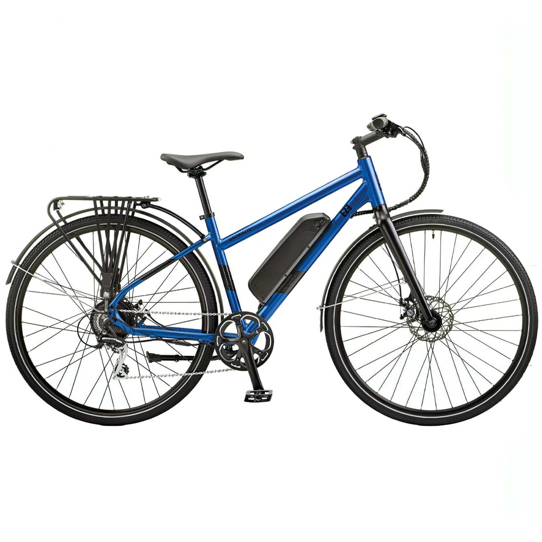 Ezego Commute EX Low-Step Electric Hybrid Bike - Matt Metallic Blue