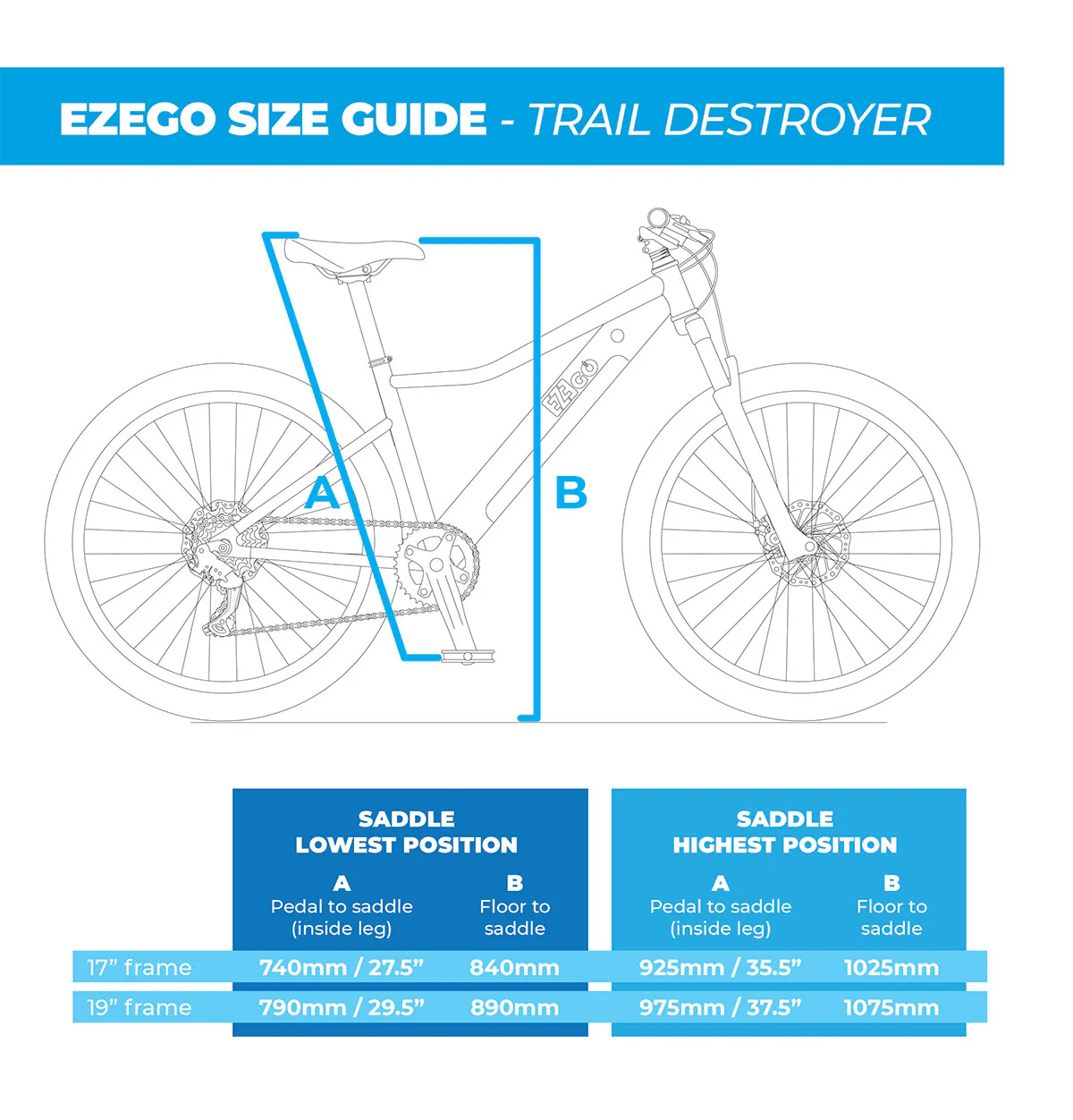 Ezego Trail Destroyer II Electric Mountain Bike - Ice Blue - Image 8