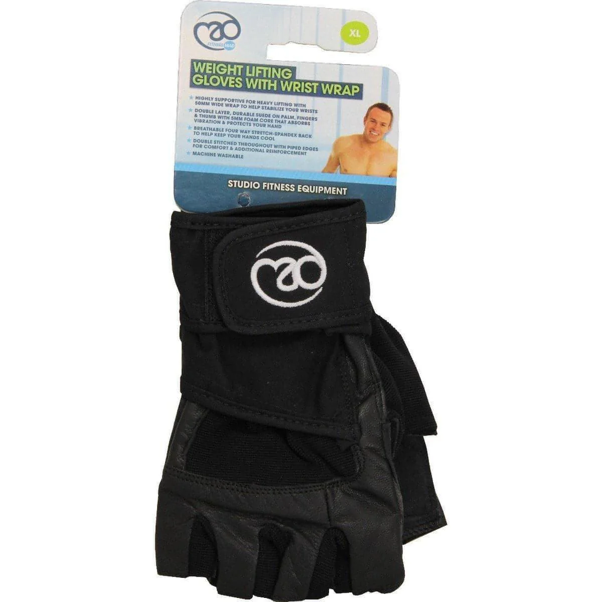 Fitness Mad Weightlifting Glove With Wrist Wrap - Black - Image 3