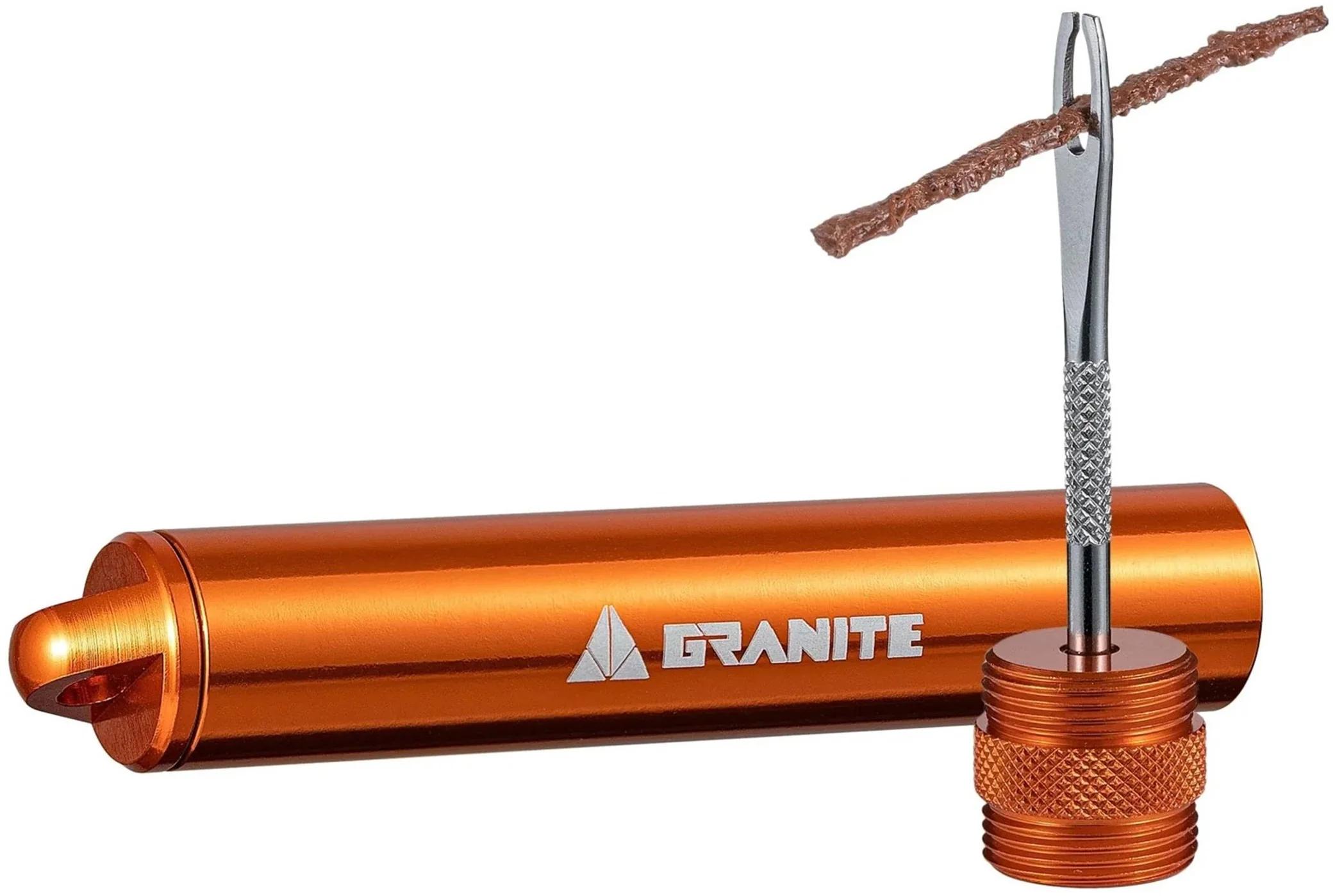 Granite Suture Tyre Plug Kit With CO2 Inflator Tubeless Tyre Repair - Orange
