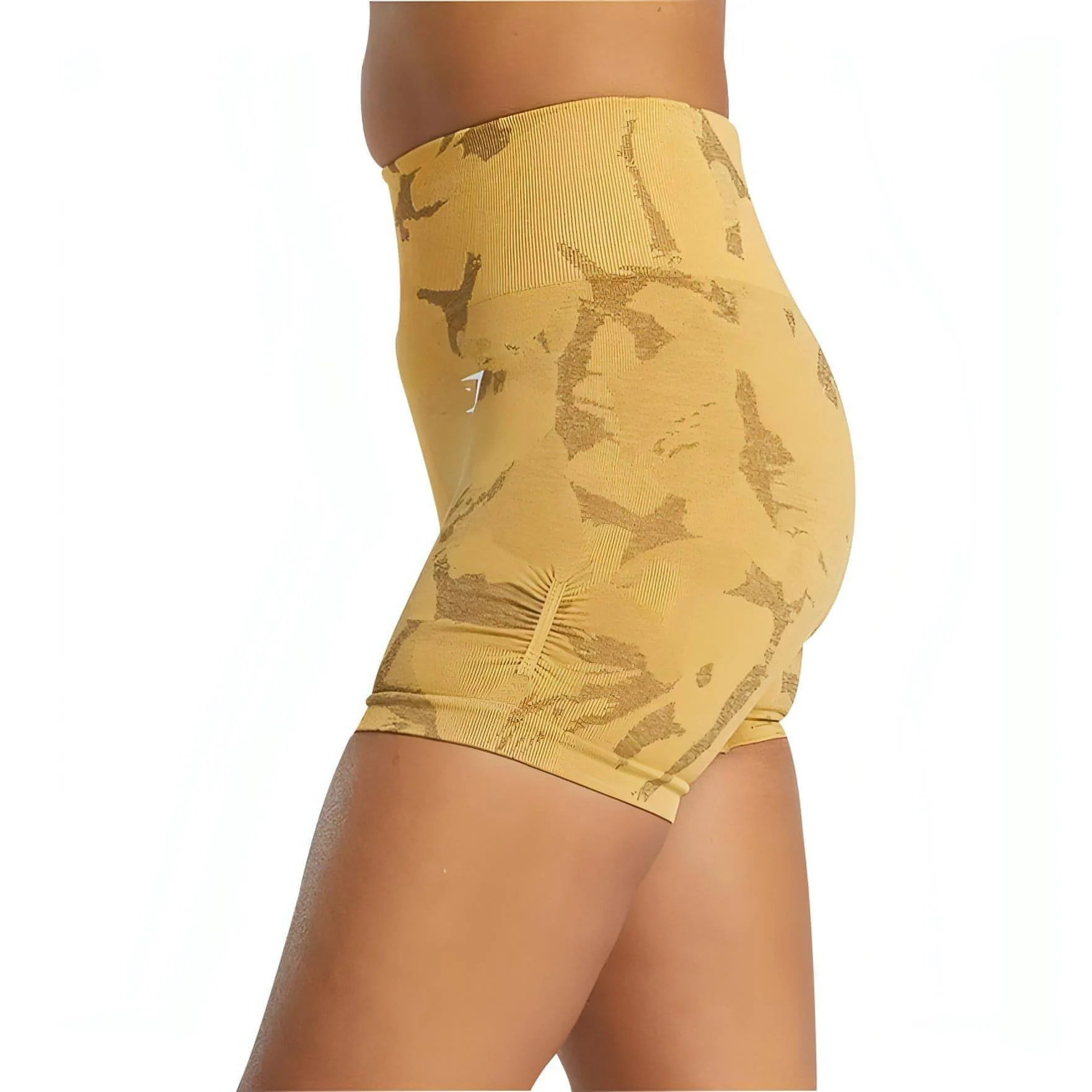 Gymshark Adapt Camo Sevanna Seamless Womens Short Training Tights - Yellow - Image 3