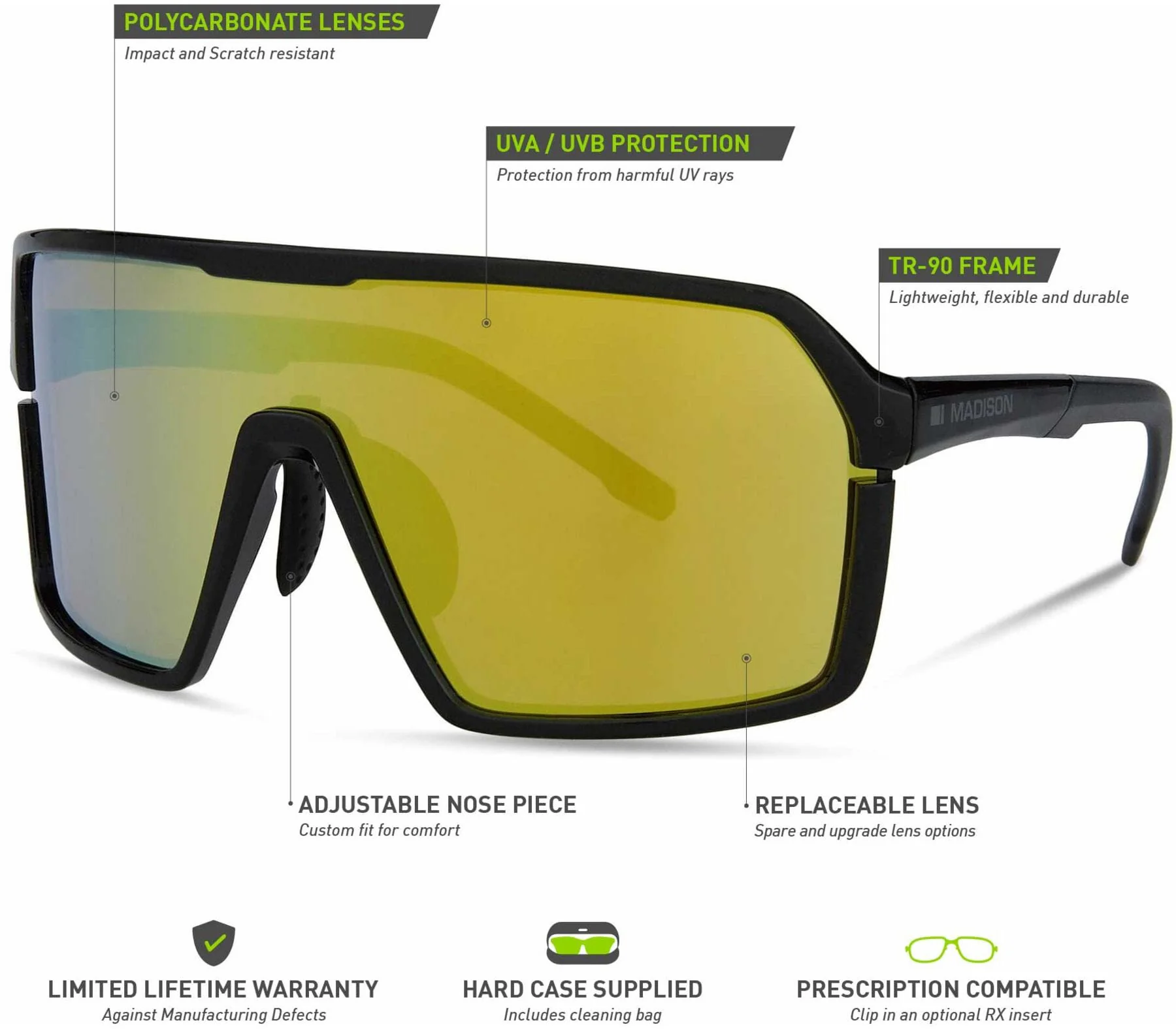 Madison Crypto 3 Lens Pack Cycling Sunglasses - Black - Image 6