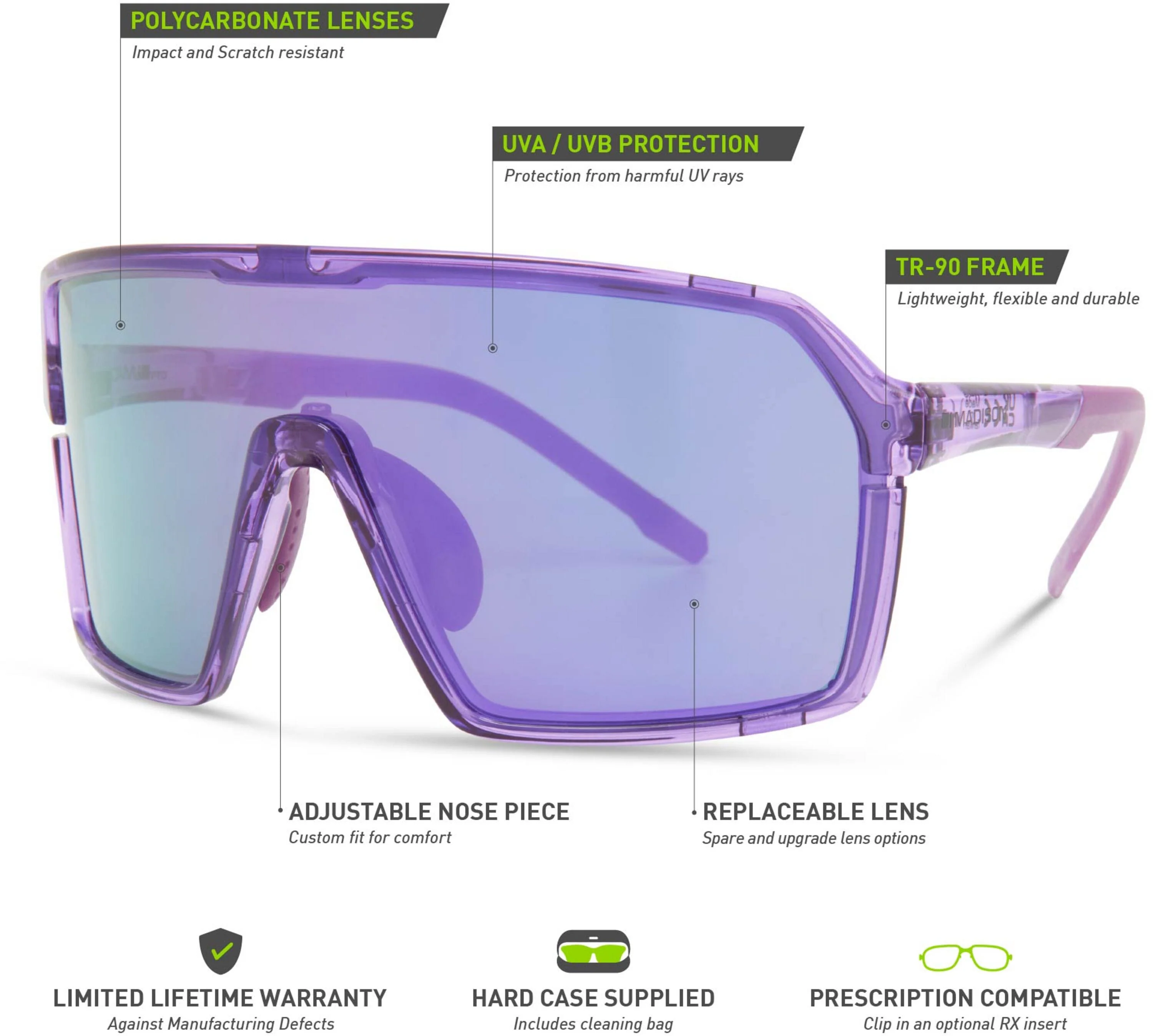 Madison Crypto 3 Lens Pack Cycling Sunglasses - Purple - Image 6