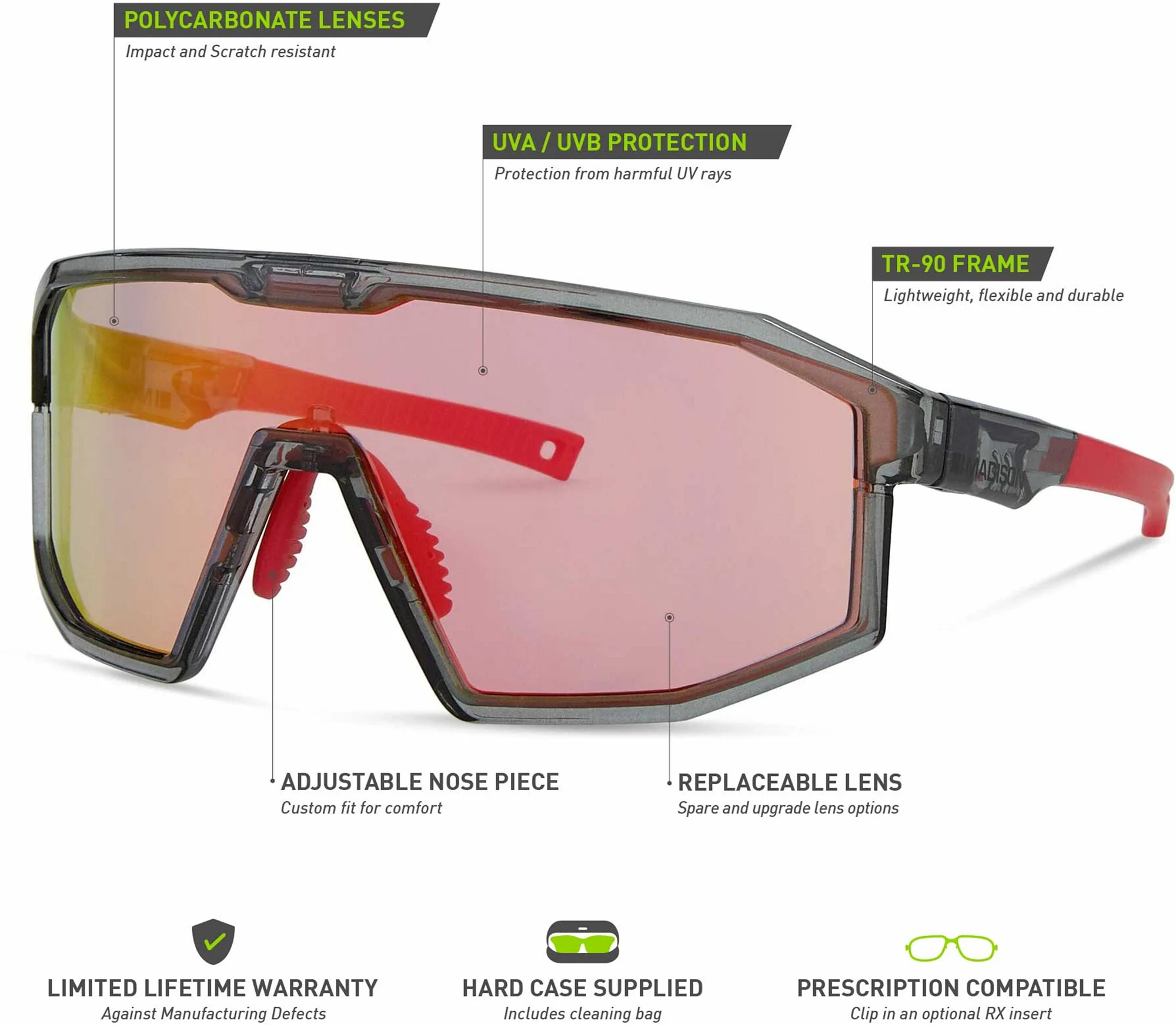 Madison Enigma Cycling Sunglasses - Red - Image 6