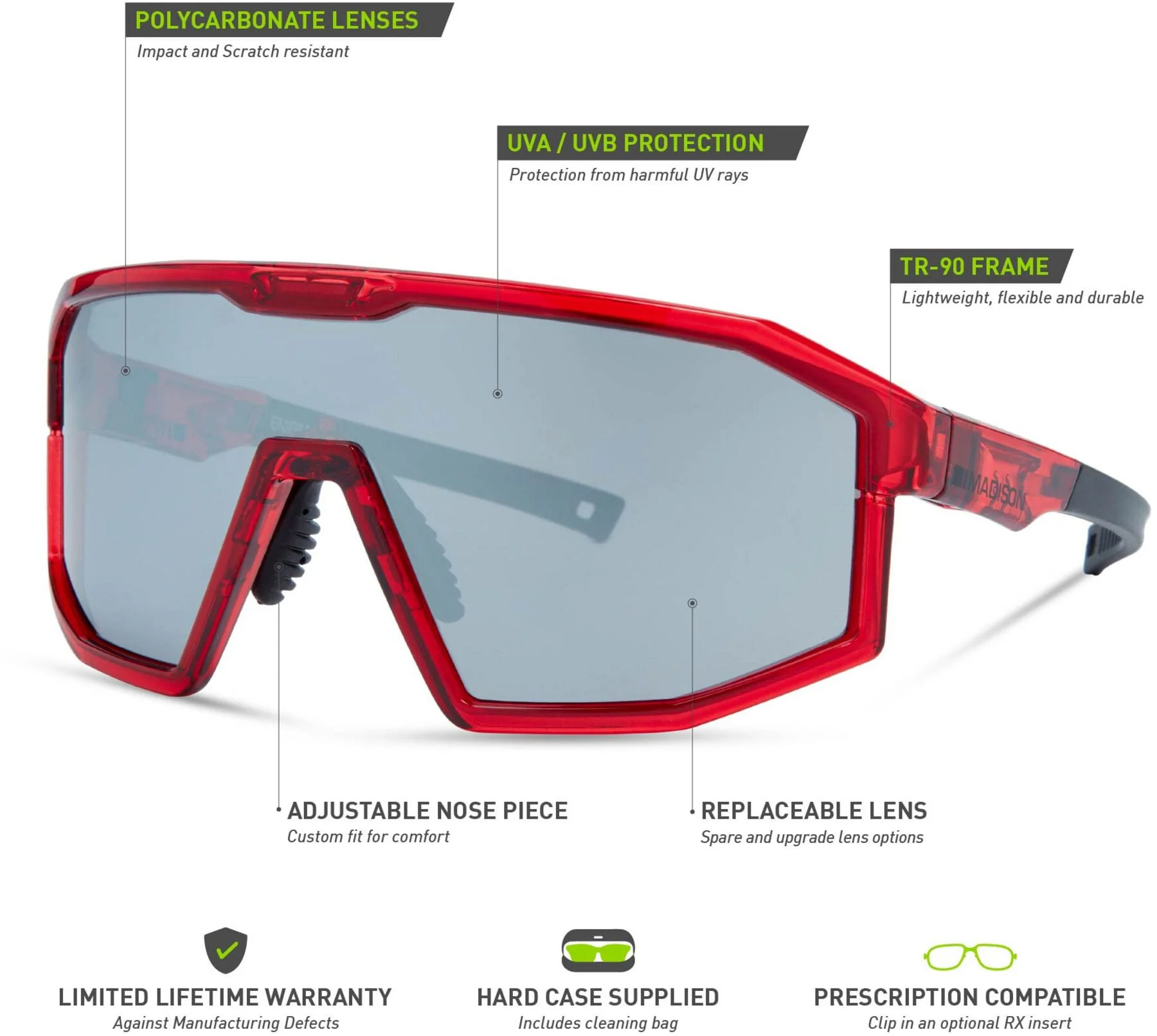 Madison Enigma Cycling Sunglasses - Red - Image 6