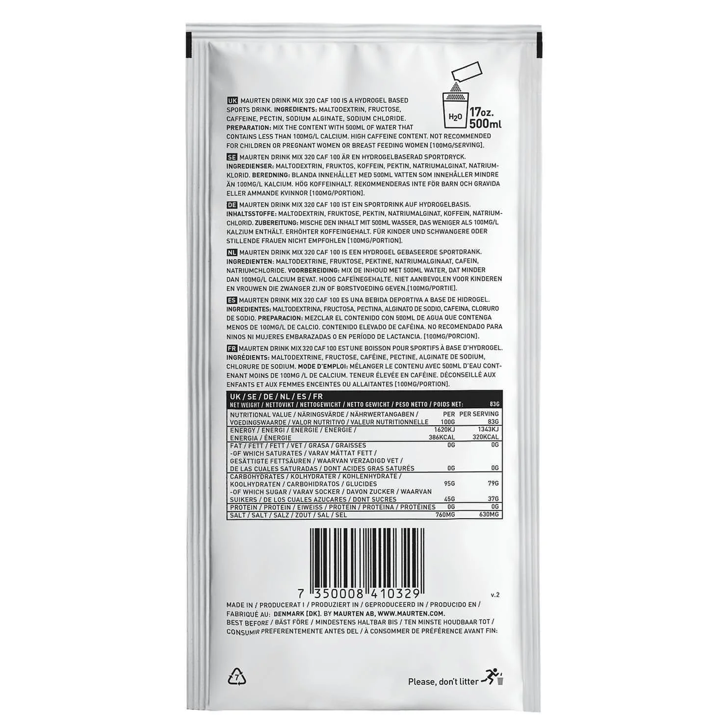Maurten Energy Drink Mix 320 Caf 100 Single Sachet 83g - Image 2