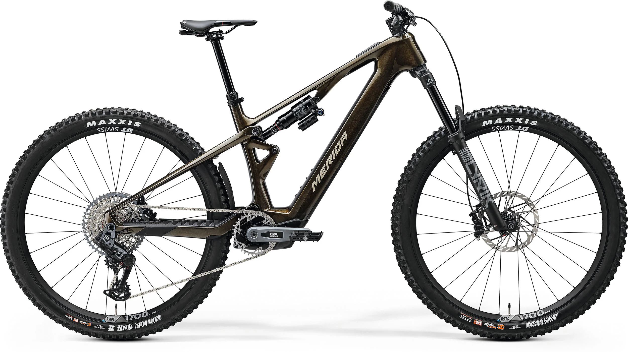 Merida eOne-Sixty SL 8000 Carbon Electric Full Suspension Mountain Bike 2025 - Glossy Guarded Gold