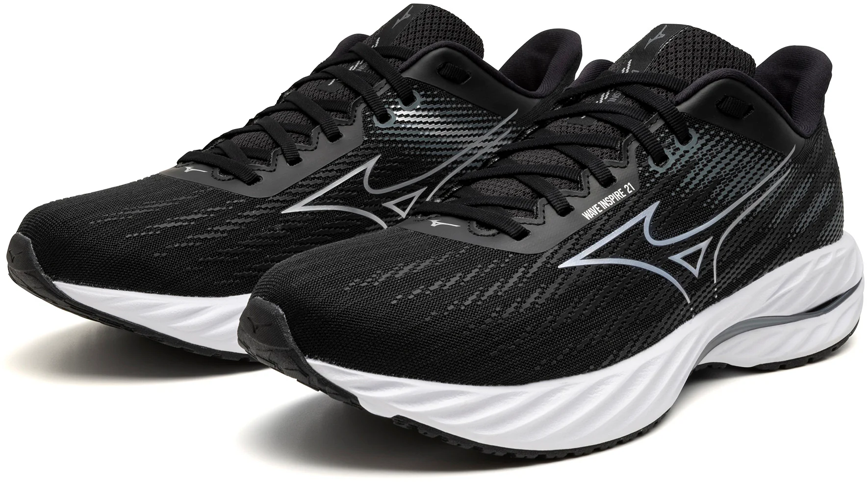 Mizuno Wave Inspire 21 WIDE FIT (2E) Mens Running Shoes - Black - Image 7