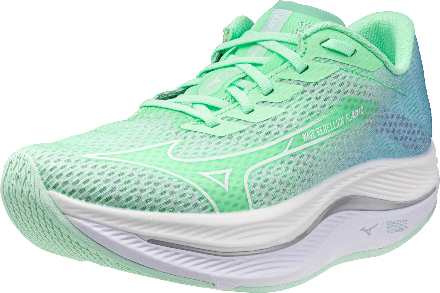 Mizuno Wave Rebellion Flash 2 Womens Running Shoes - Green - Image 6