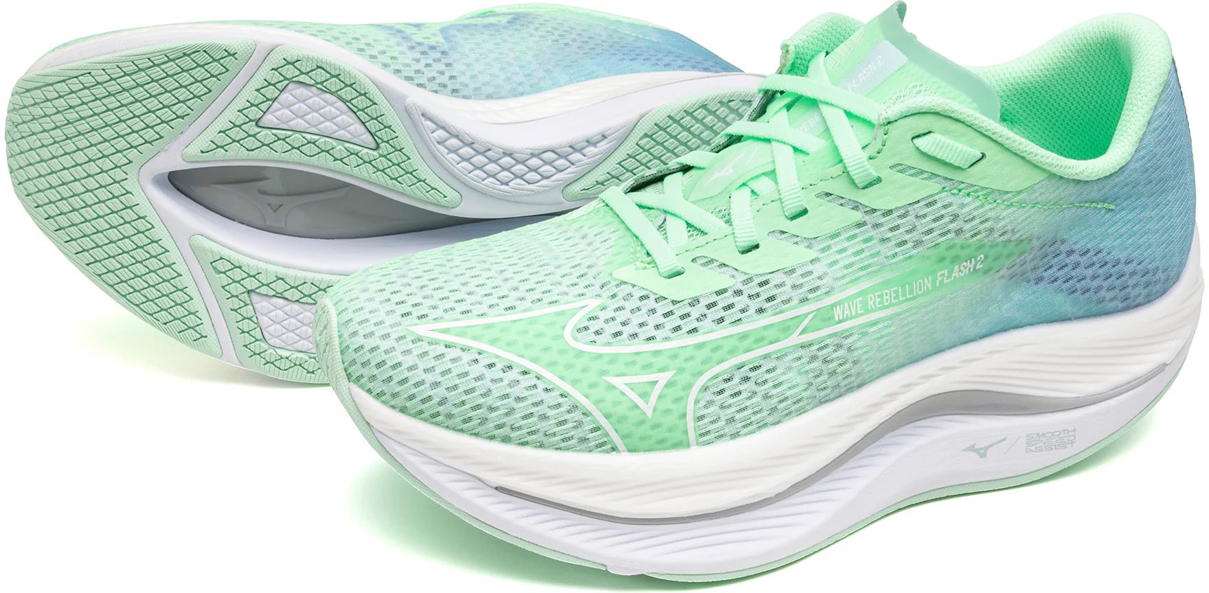 Mizuno Wave Rebellion Flash 2 Womens Running Shoes - Green - Image 8