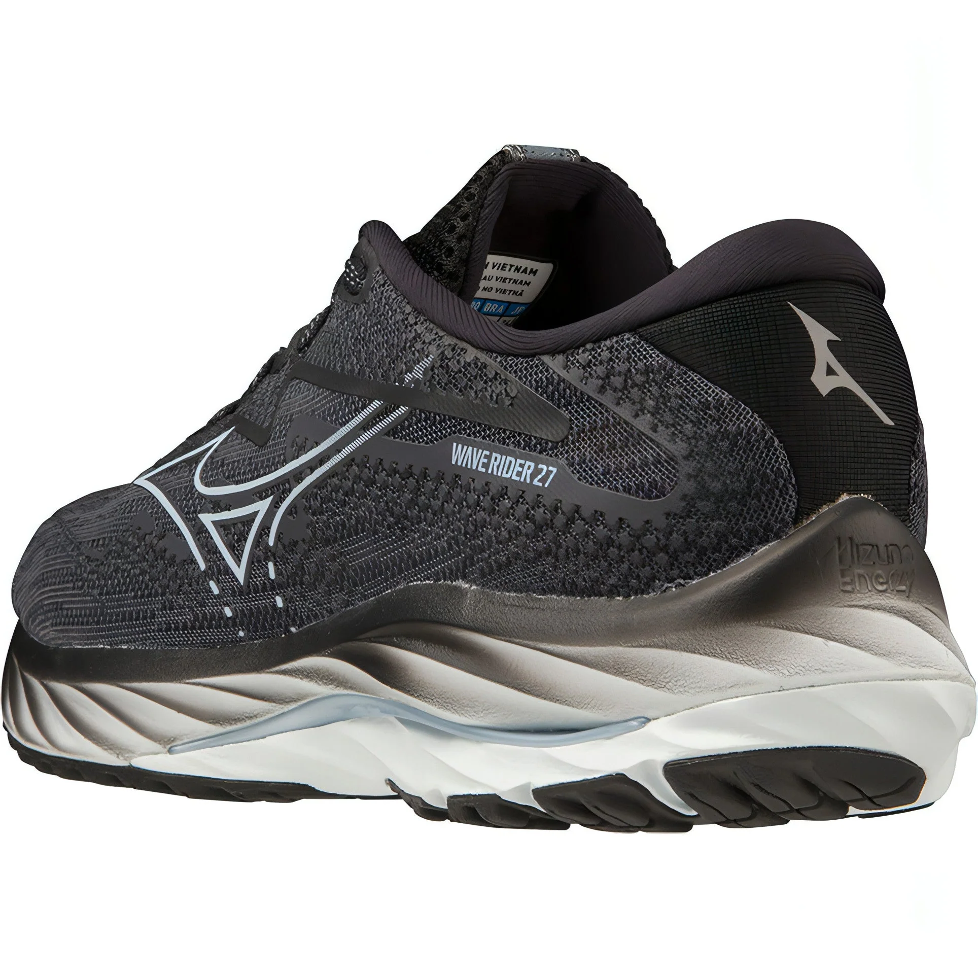 Mizuno Wave Rider 27 WIDE FIT (D) Womens Running Shoes - Black - Image 5