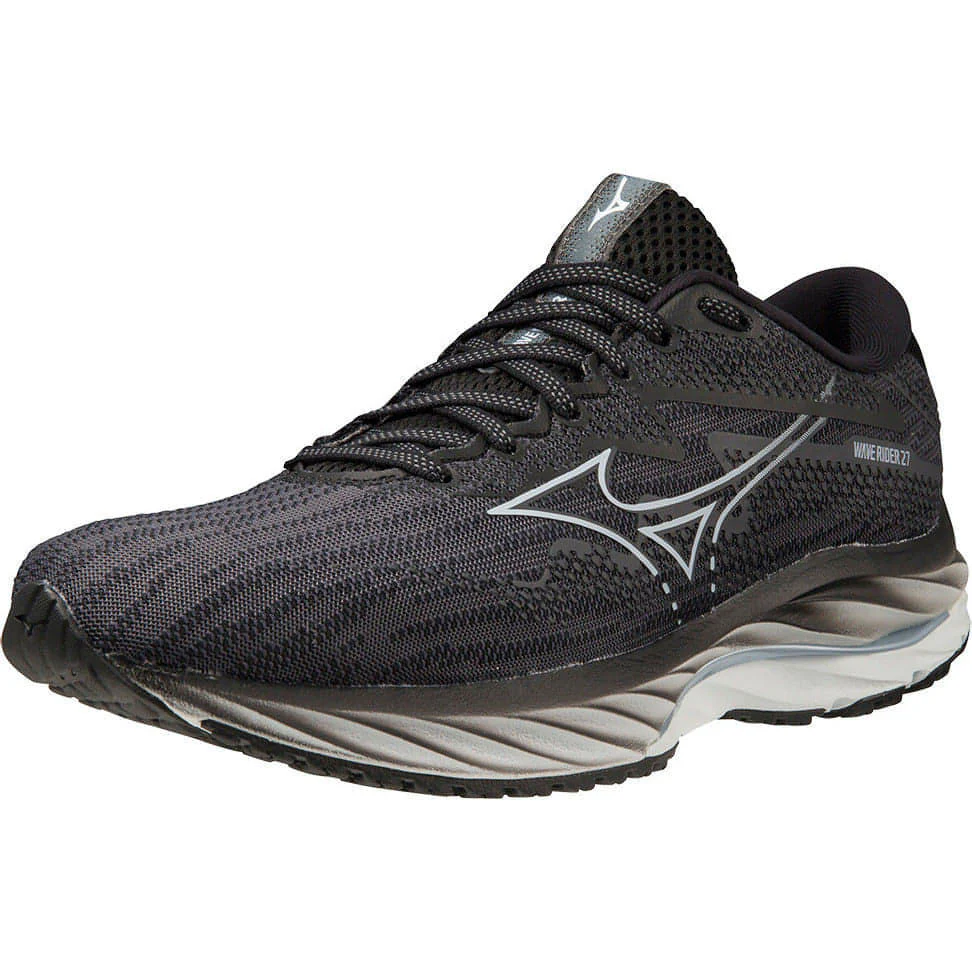 Mizuno Wave Rider 27 WIDE FIT (D) Womens Running Shoes - Black - Image 6