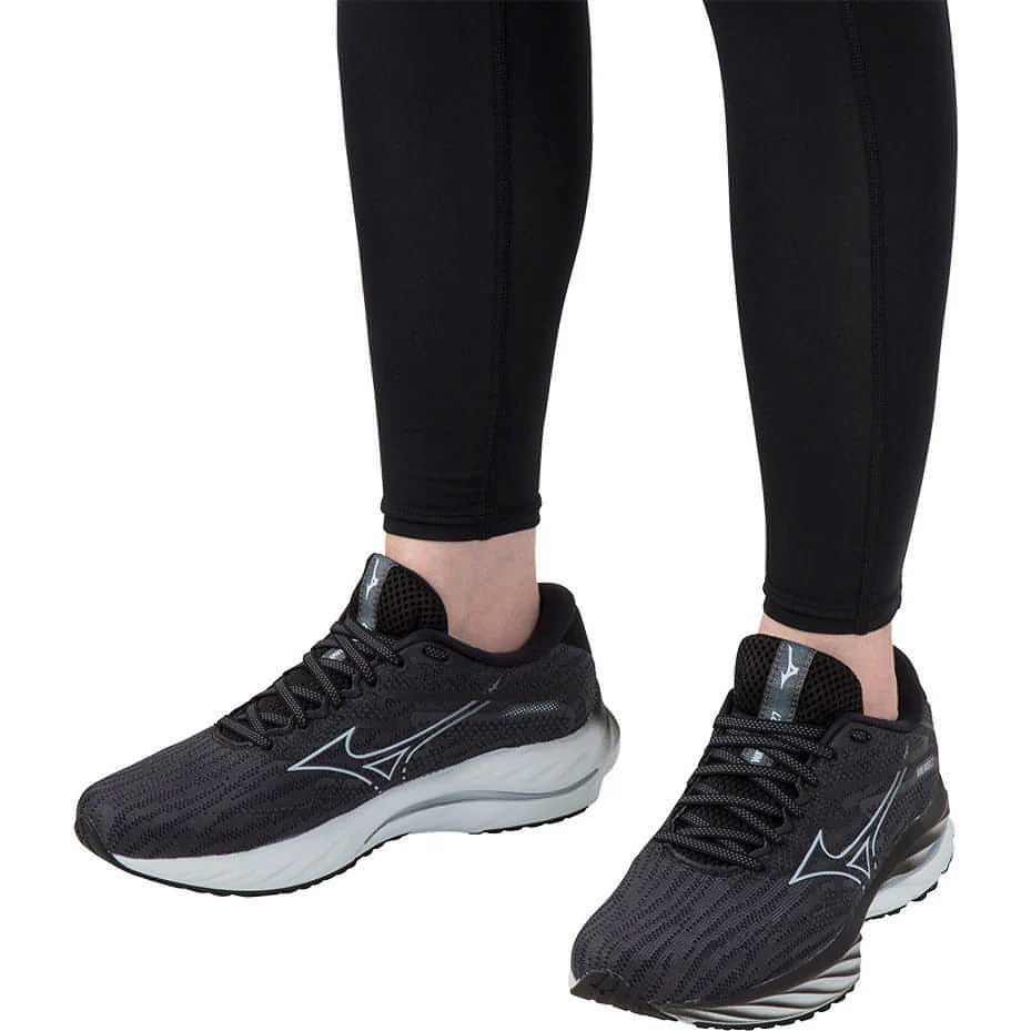 Mizuno Wave Rider 27 WIDE FIT (D) Womens Running Shoes - Black - Image 7