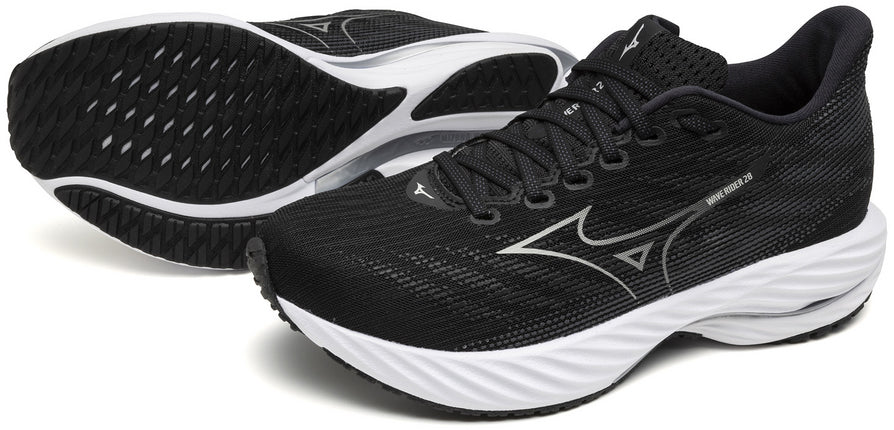 Mizuno Wave Rider 28 WIDE FIT (D) Womens Running Shoes - Black - Image 8