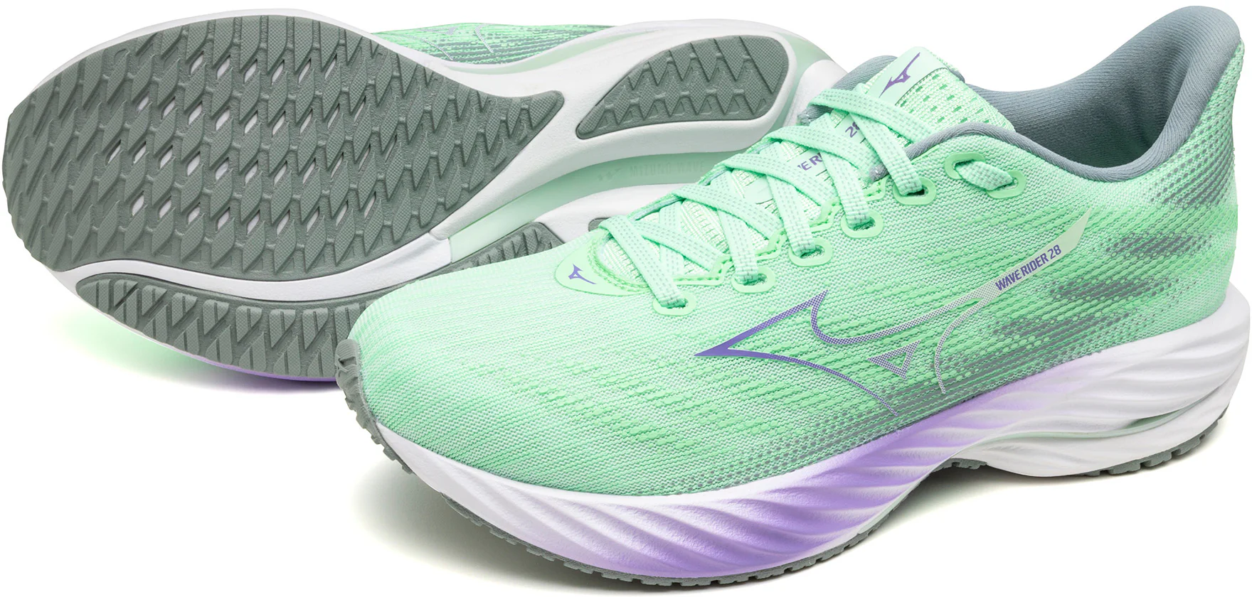 Mizuno Wave Rider 28 Womens Running Shoes - Green - Image 8
