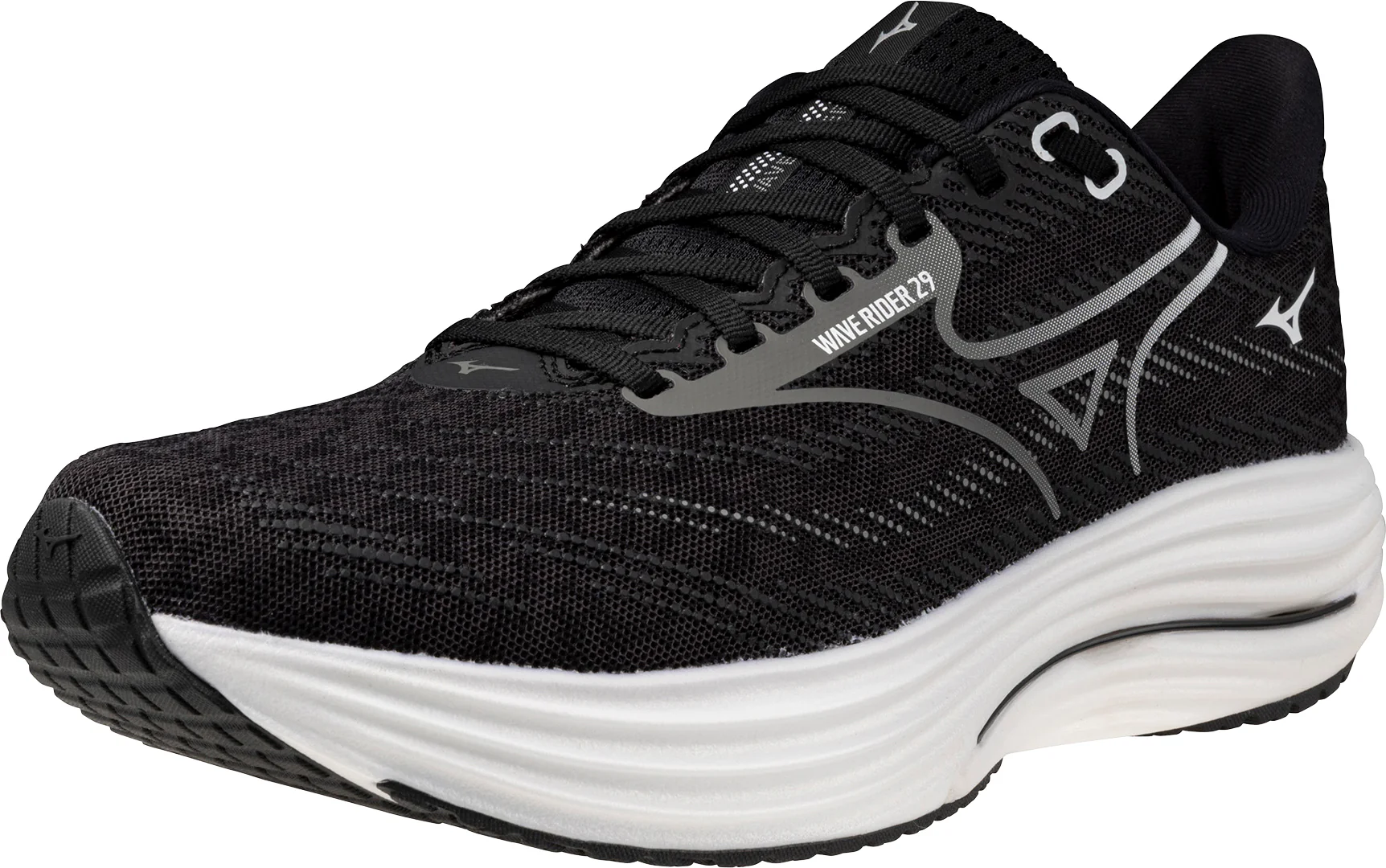 Mizuno Wave Rider 29 WIDE FIT (2E) Mens Running Shoes - Black - Image 6