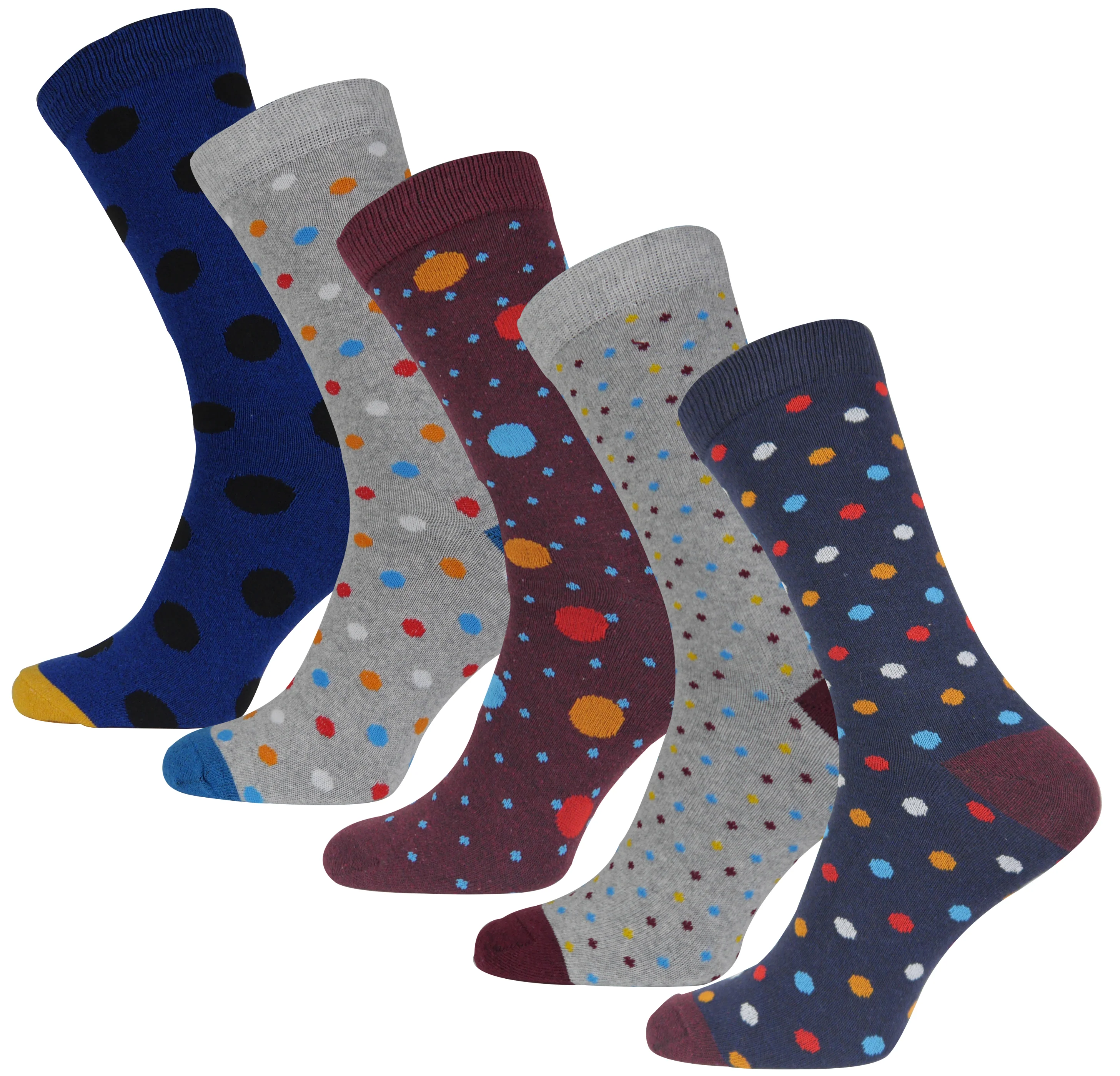More Mile Design 10 Pack Mens Spots and Stripes Socks - Multi - Image 5