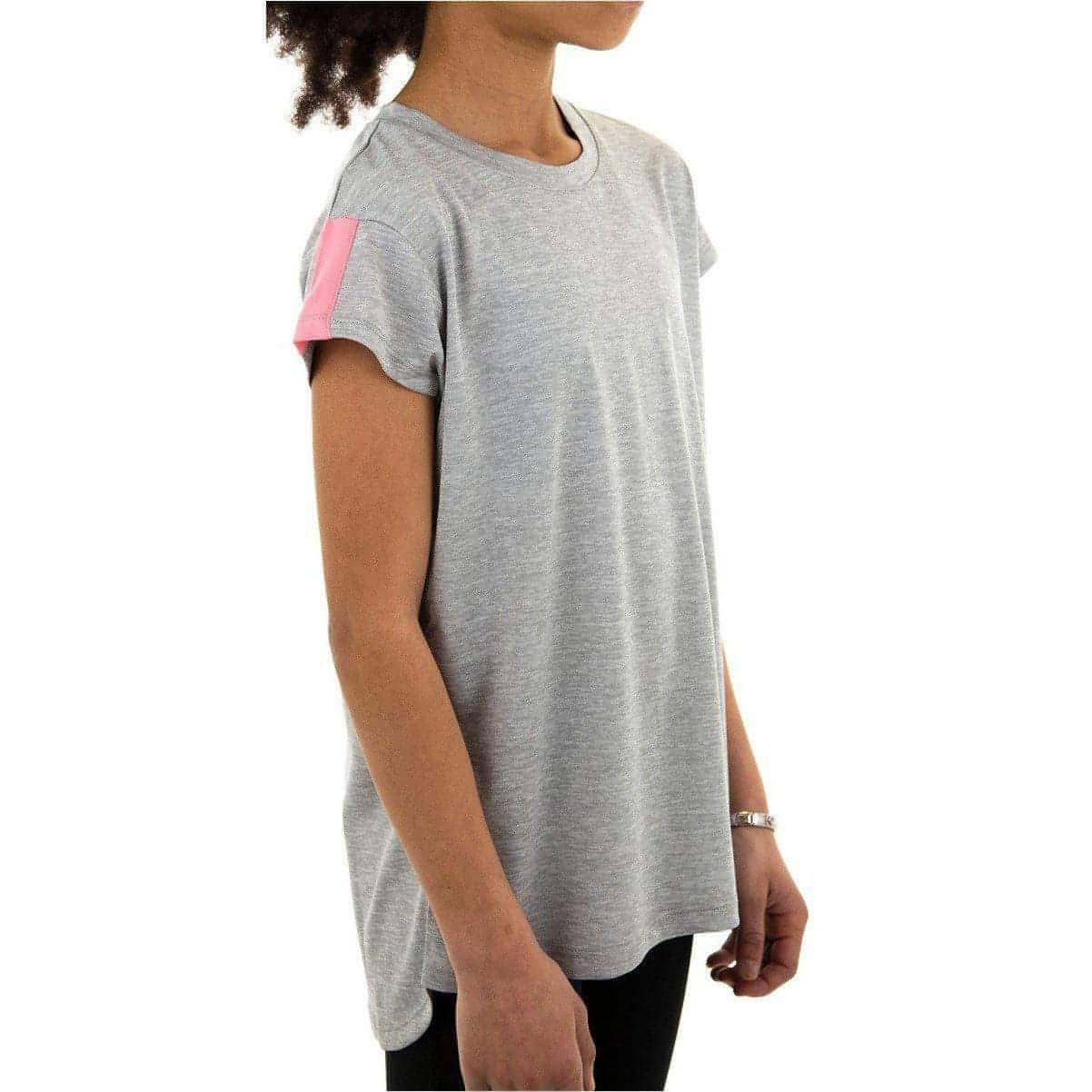 More Mile Girls Cap Short Sleeve Training Top - Grey - Image 2