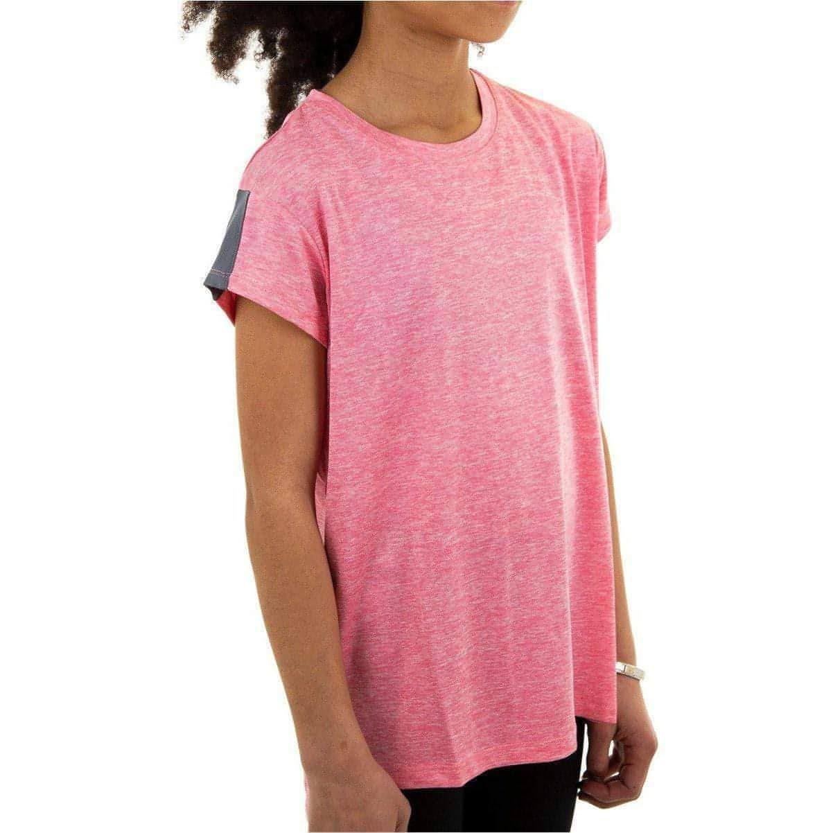 More Mile Girls Cap Short Sleeve Training Top - Pink - Image 2