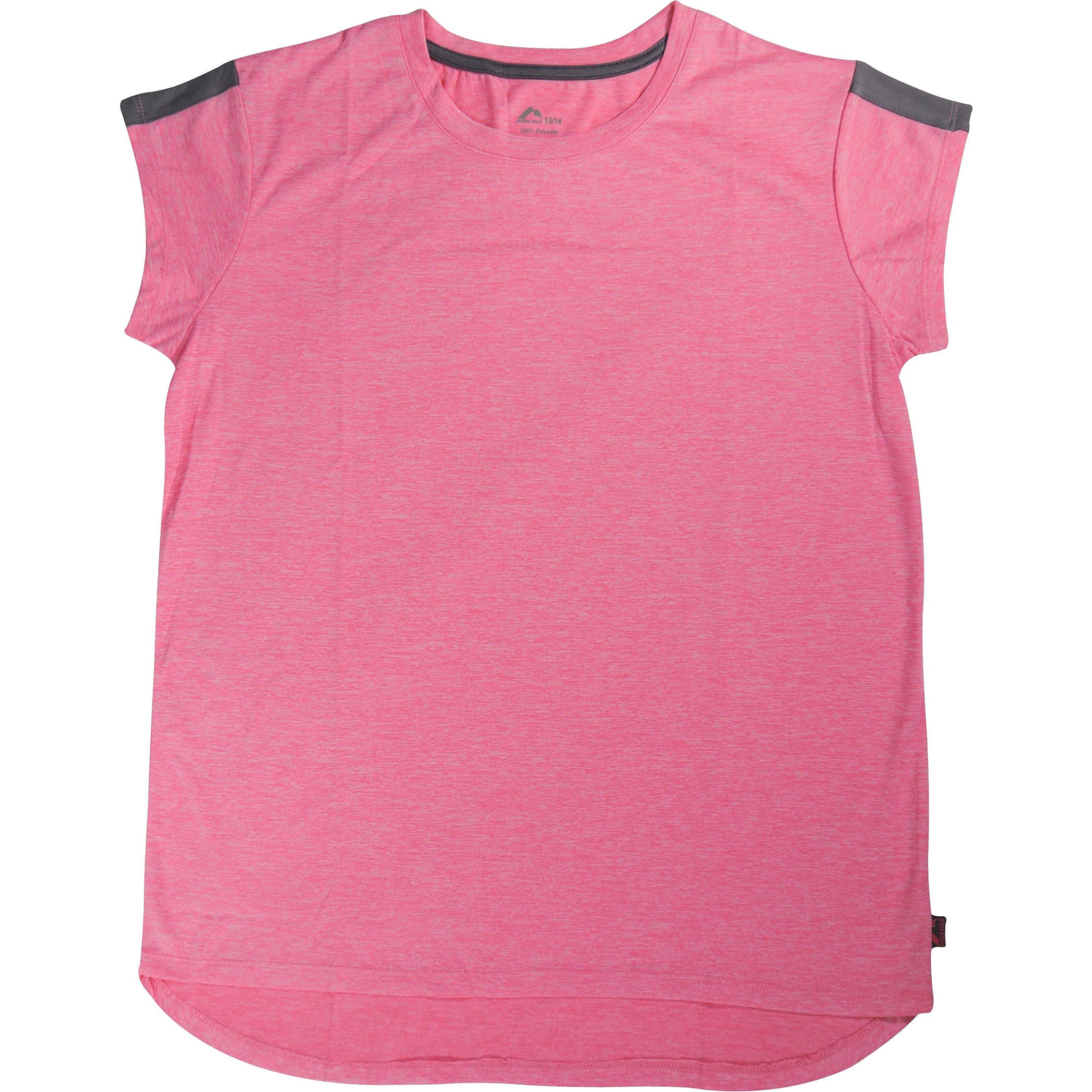 More Mile Girls Cap Short Sleeve Training Top - Pink - Image 4
