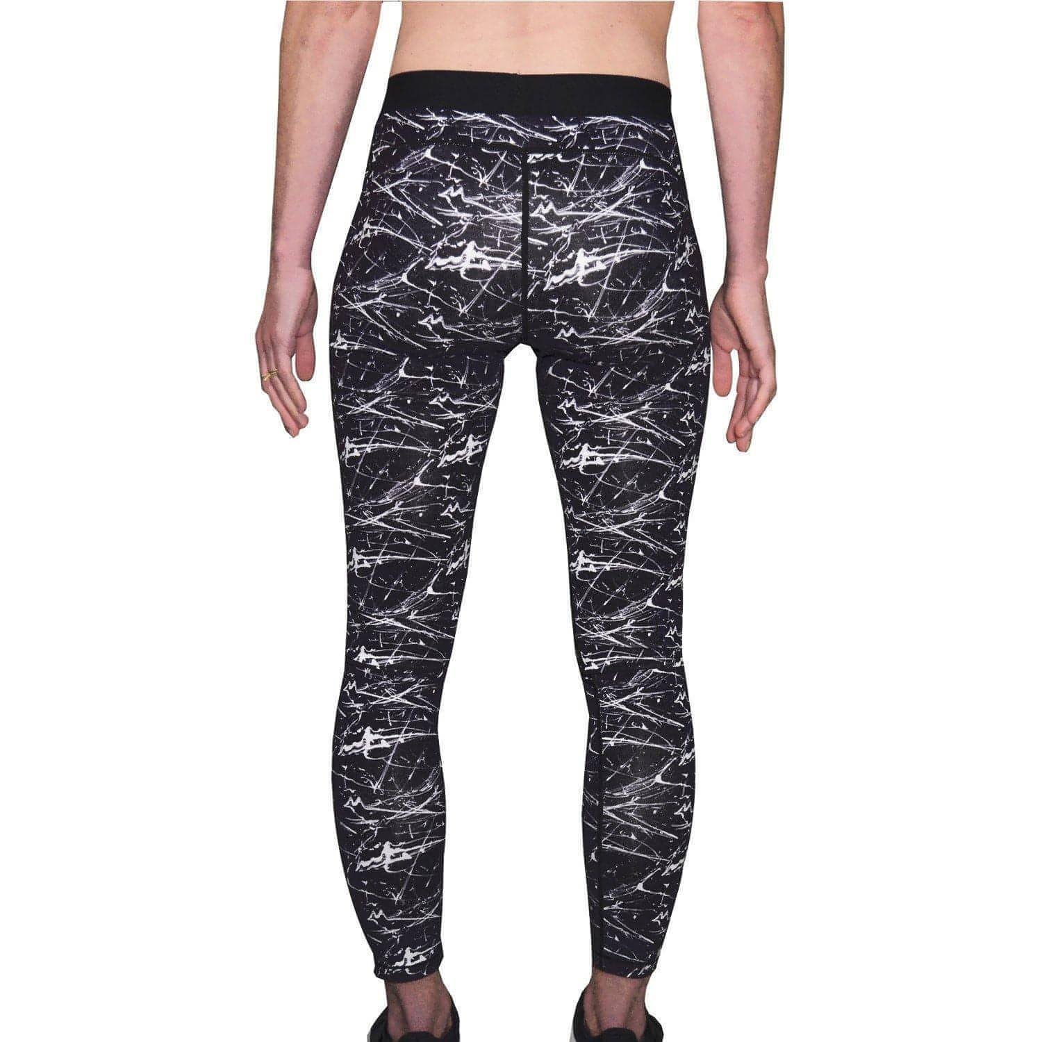 More Mile Go For It Printed Womens Long Running Tights - Black - Image 2