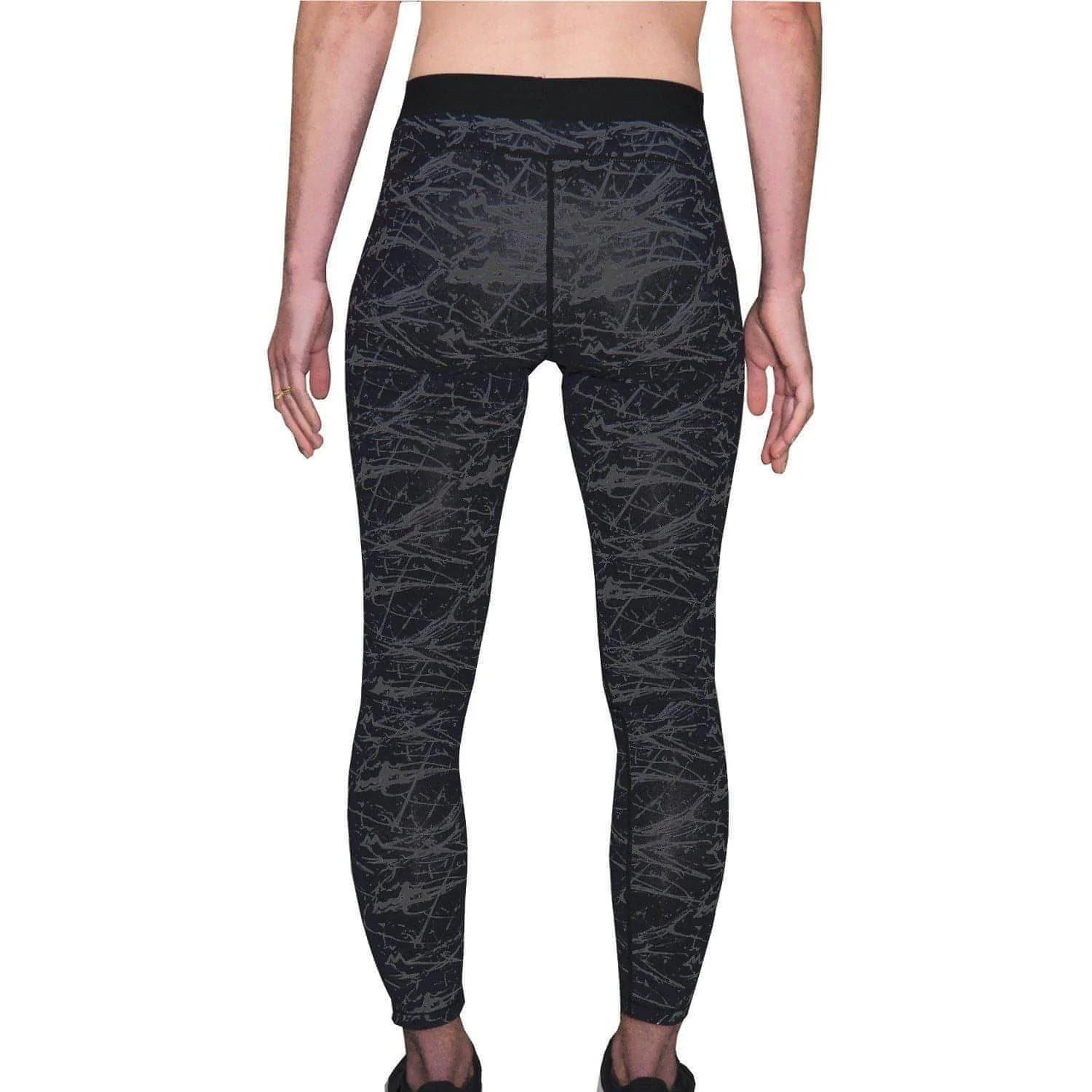 More Mile Go For It Printed Womens Long Running Tights - Black - Image 2