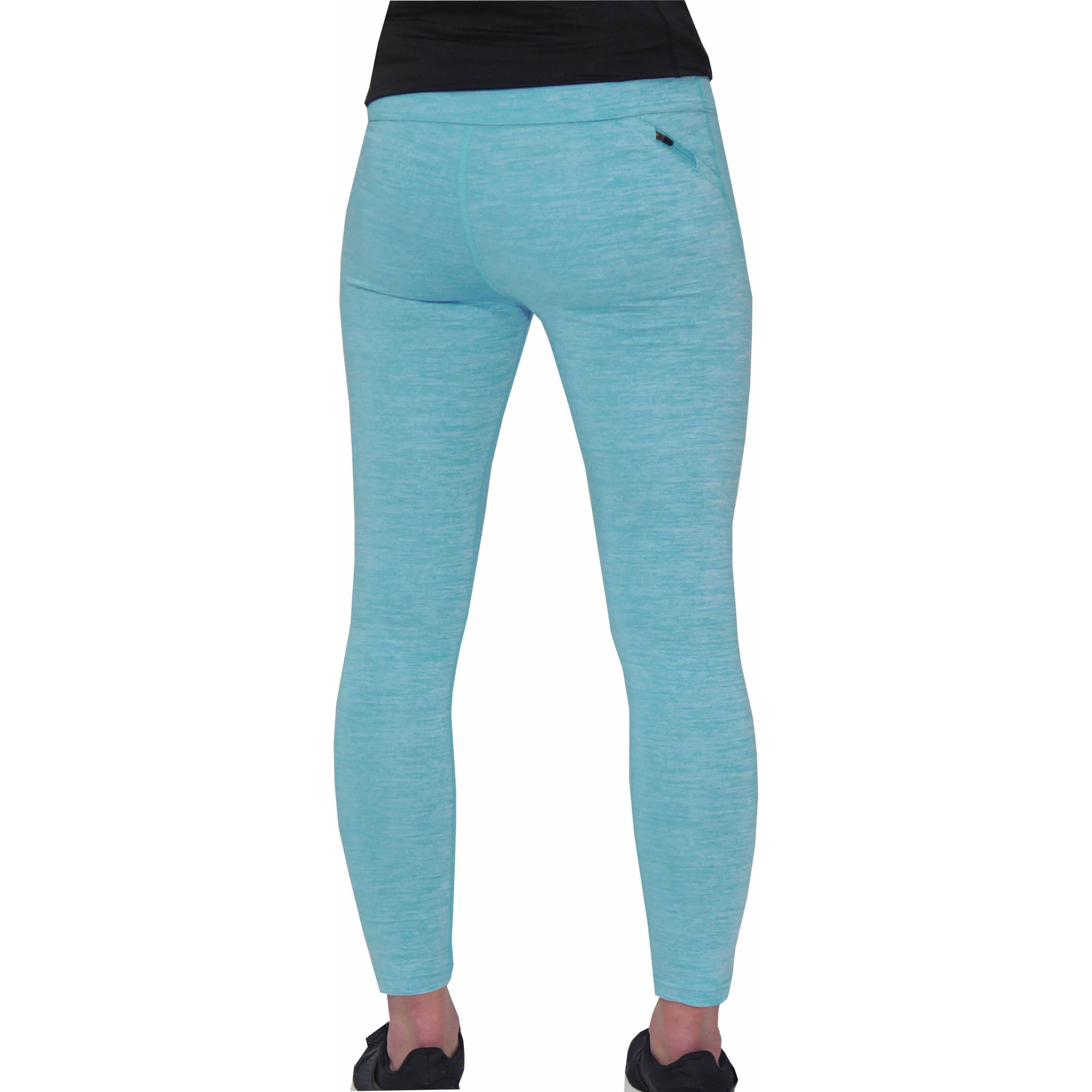 More Mile Heather Womens Long Running Tights - Blue - Image 2