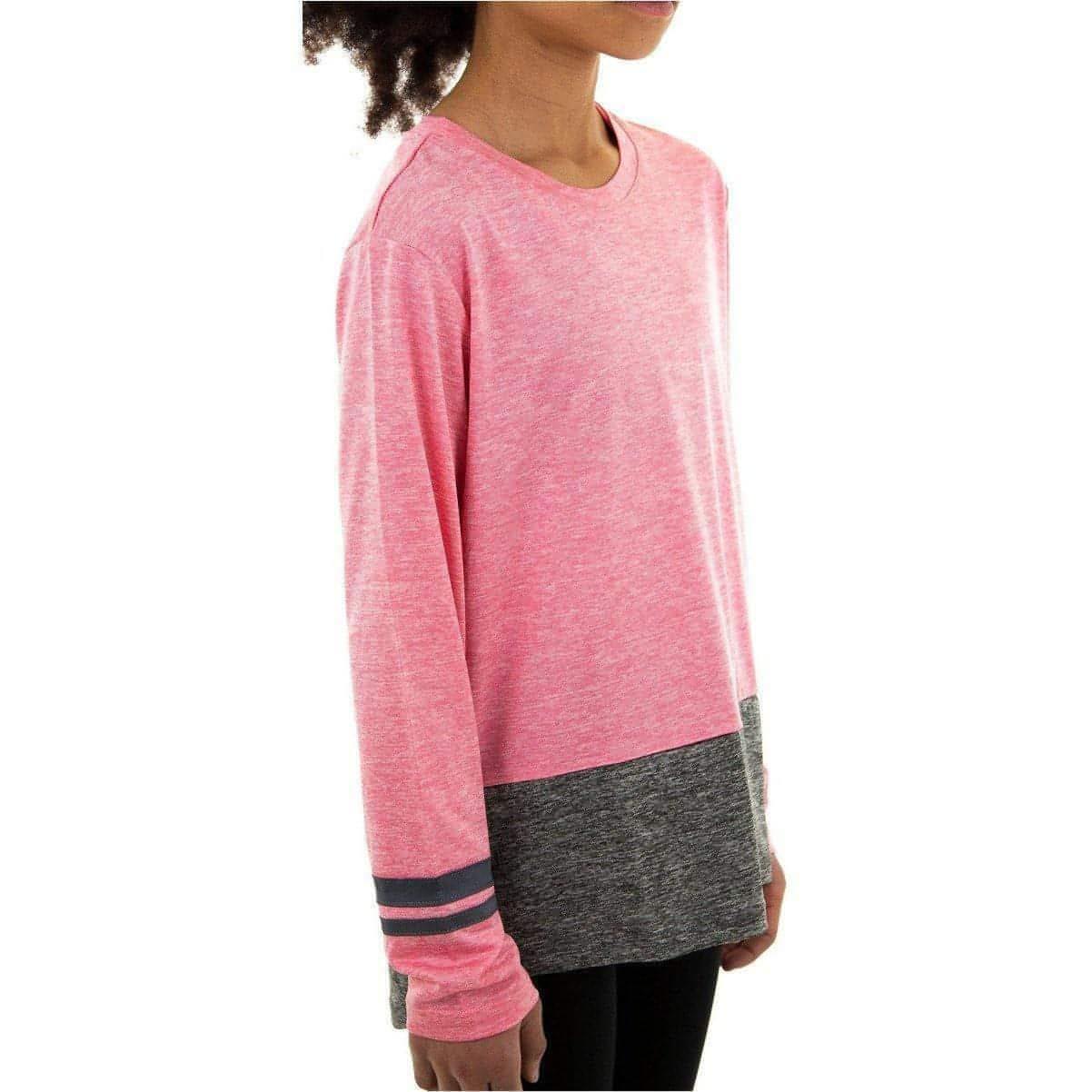 More Mile Marl Girls Long Sleeve Running Top - Pink - Image 2