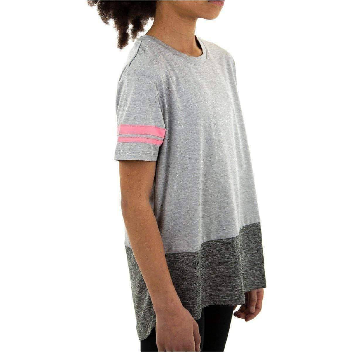 More Mile Marl Girls Short Sleeve Training Top - Grey - Image 2