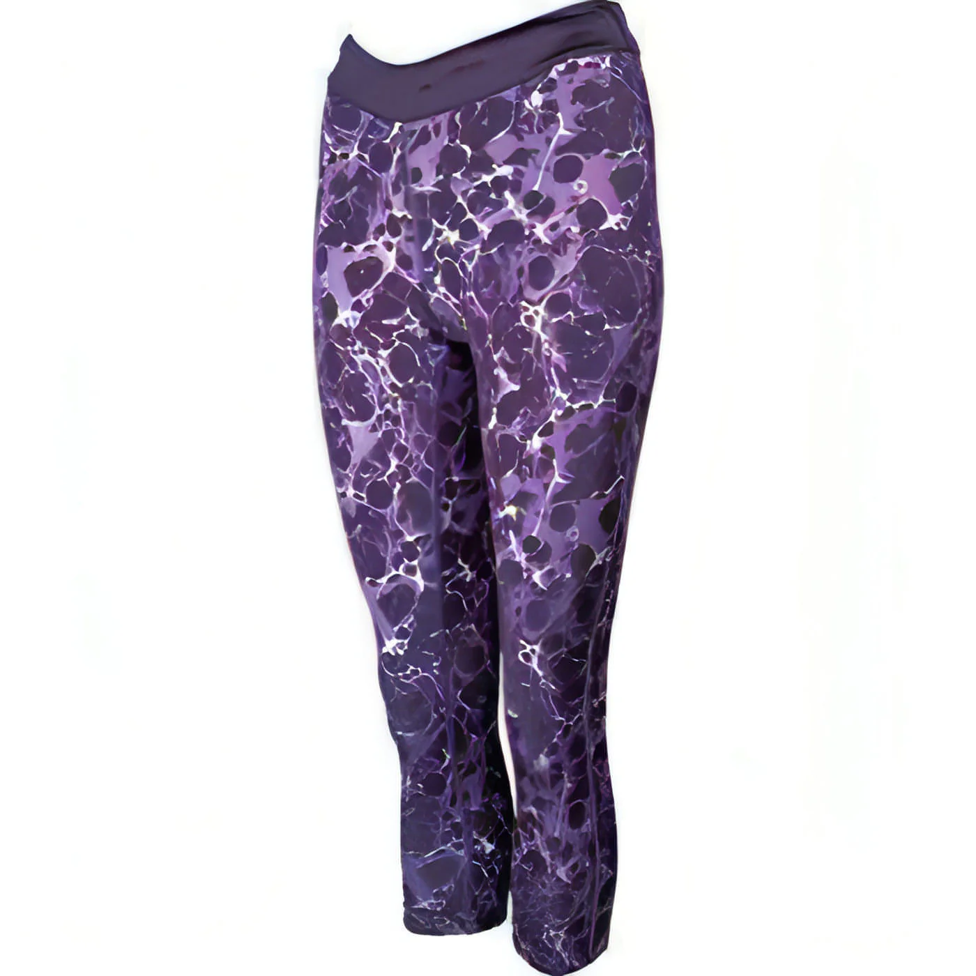 More Mile Printed Capri Womens 3/4 Running Tights - Purple - Image 3