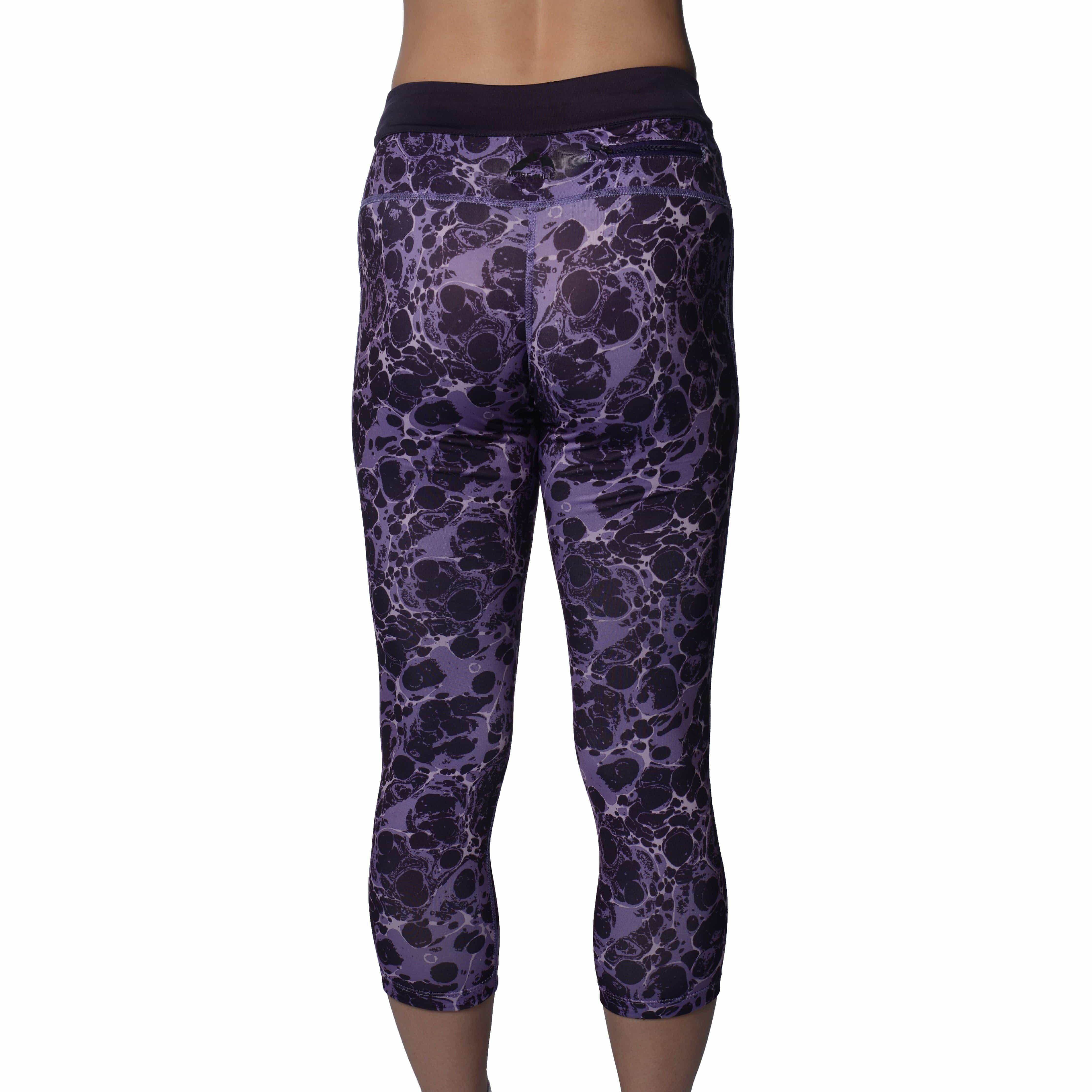 More Mile Printed Capri Womens 3/4 Running Tights - Purple - Image 4
