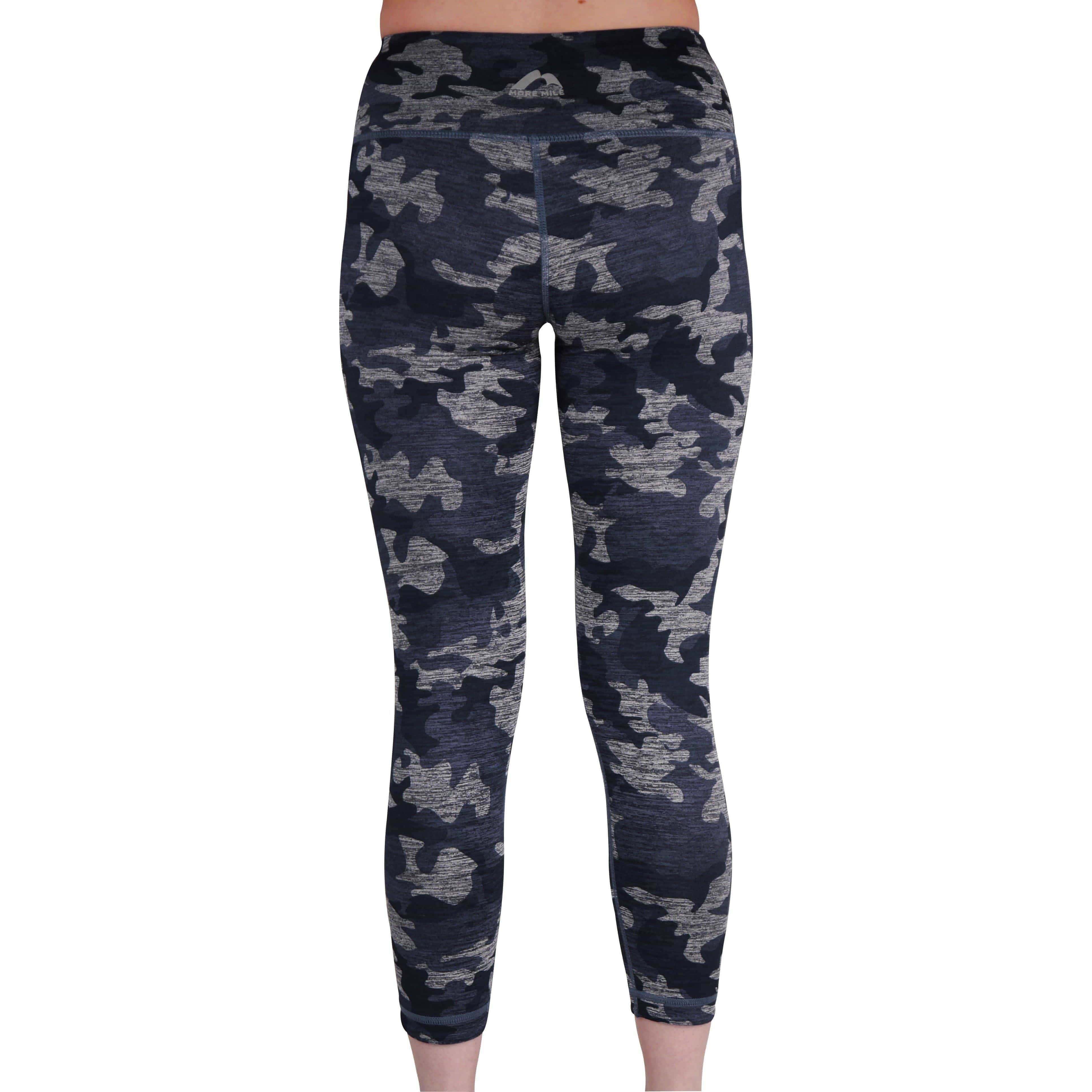 More Mile Reversible Graphic Womens 3/4 Capri Running Tights - Blue - Image 2