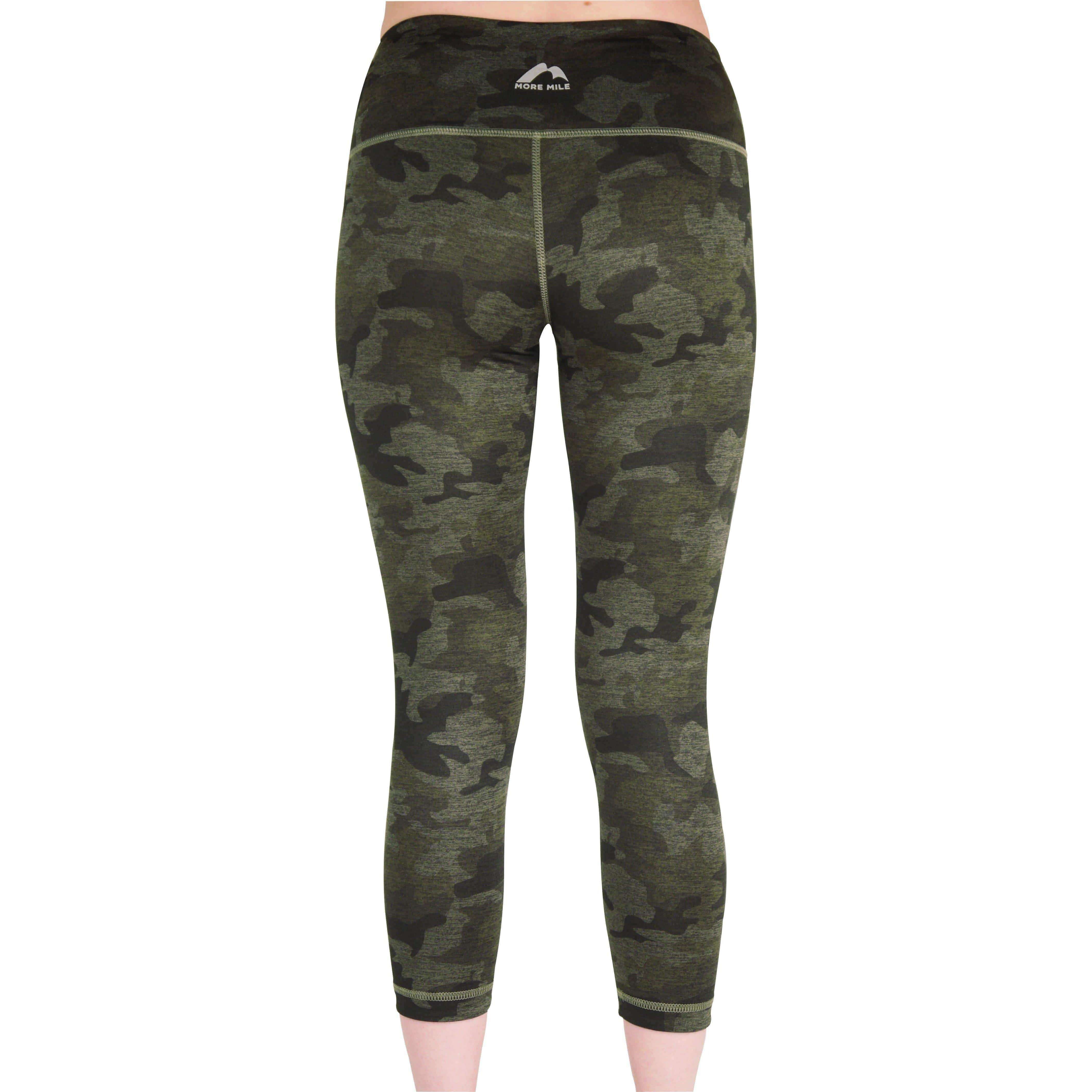 More Mile Reversible Graphic Womens 3/4 Capri Running Tights - Green - Image 2