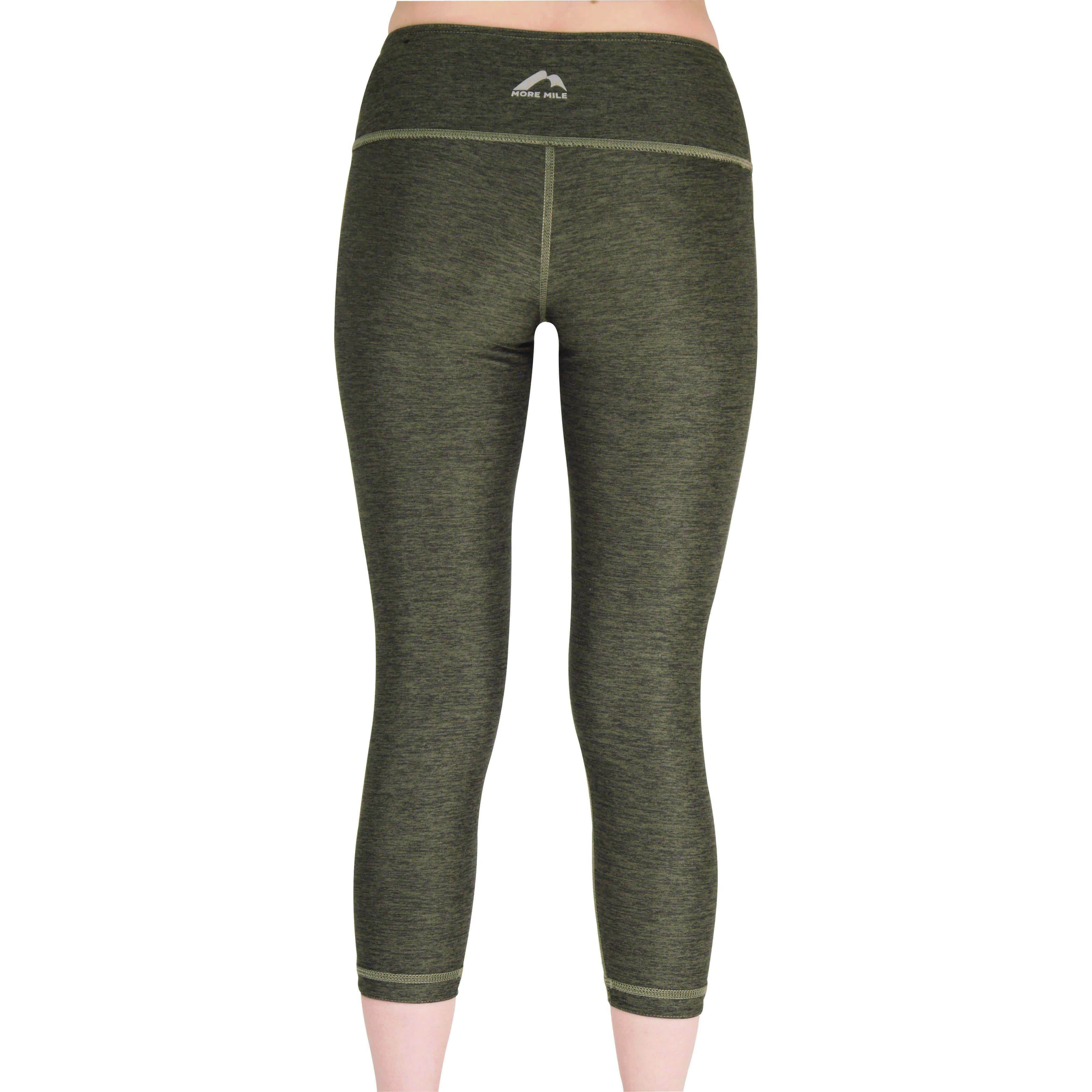 More Mile Reversible Graphic Womens 3/4 Capri Running Tights - Green - Image 4