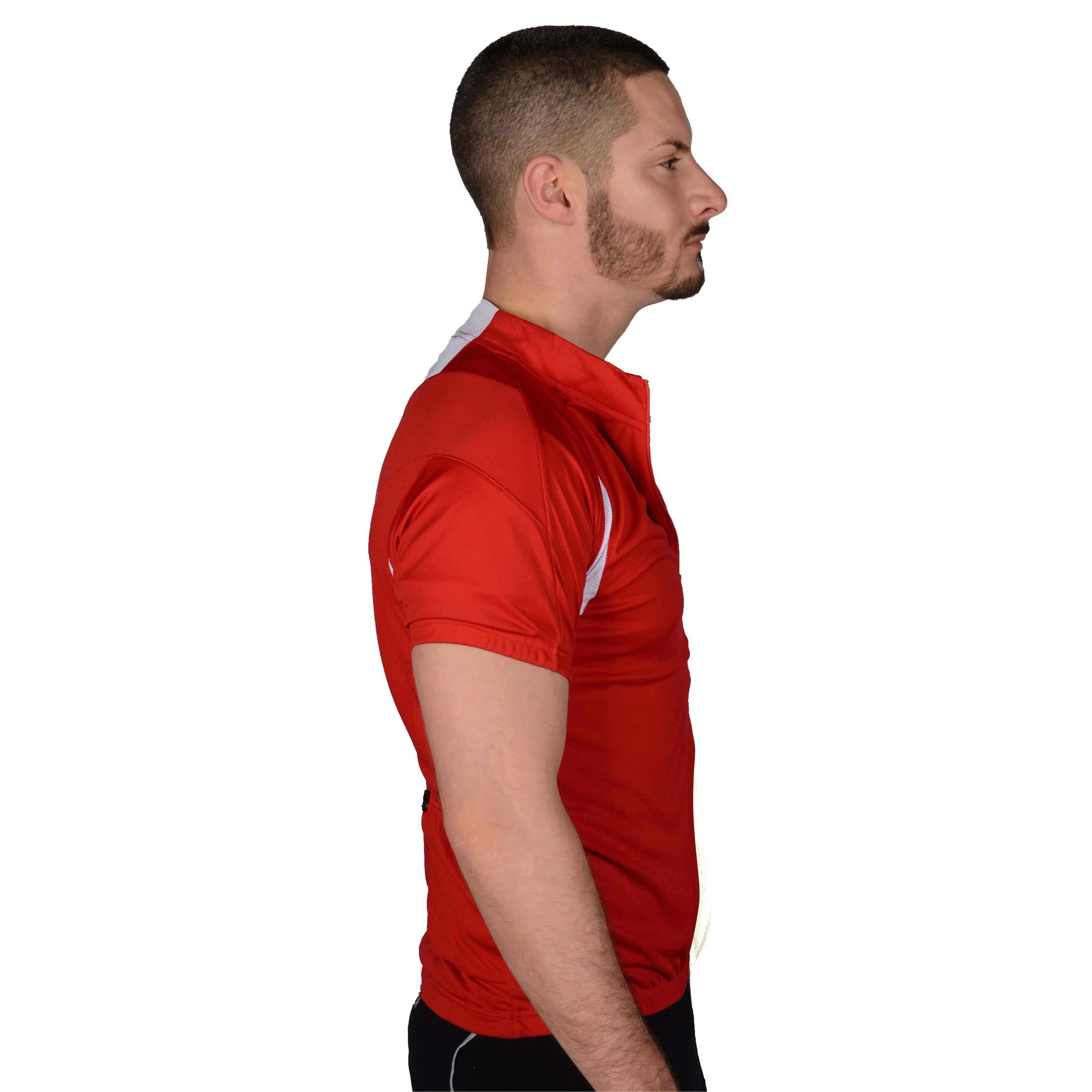 More Mile Short Sleeve Half Zip Mens Cycling Jersey - Red - Image 3