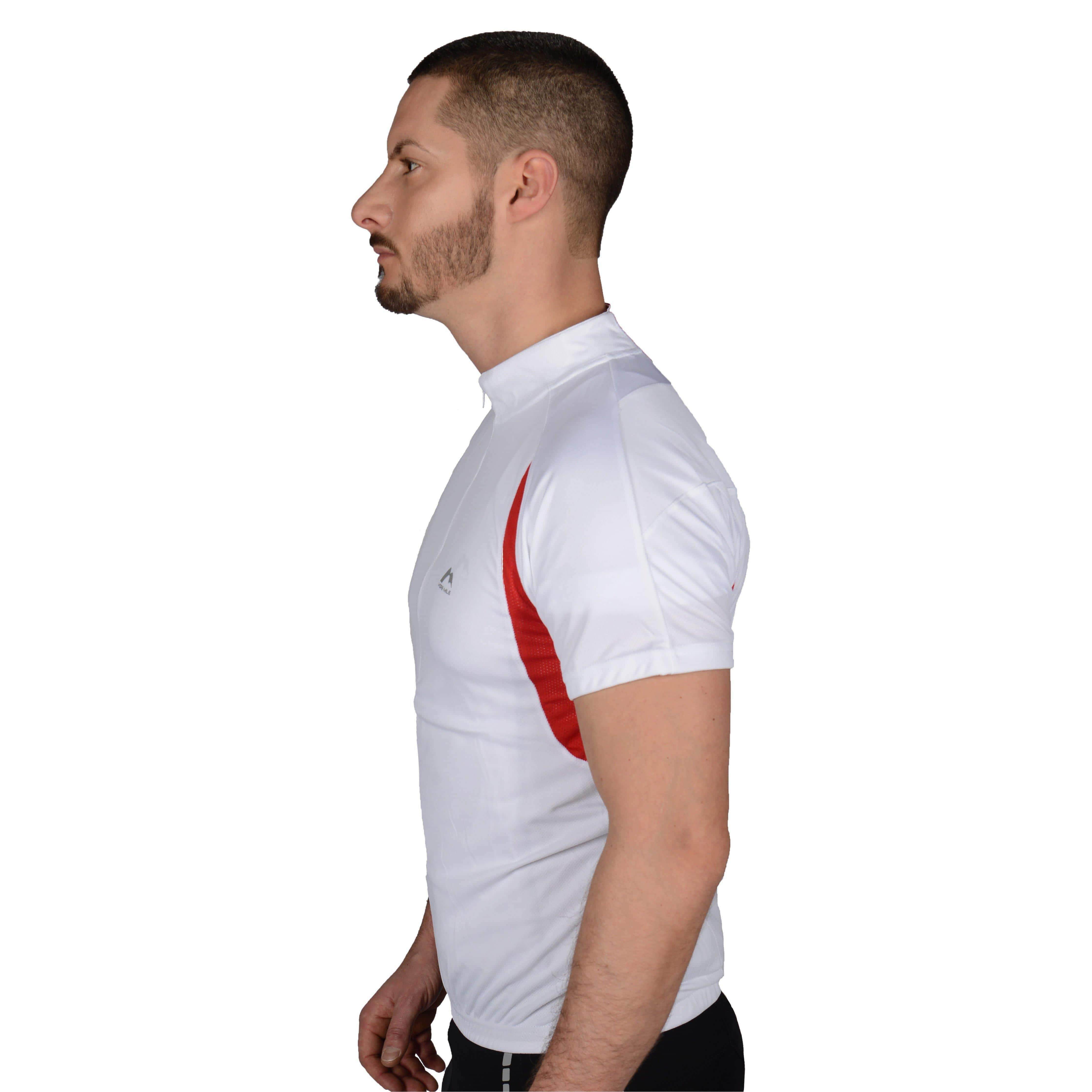 More Mile Short Sleeve Half Zip Mens Cycling Jersey - White - Image 2