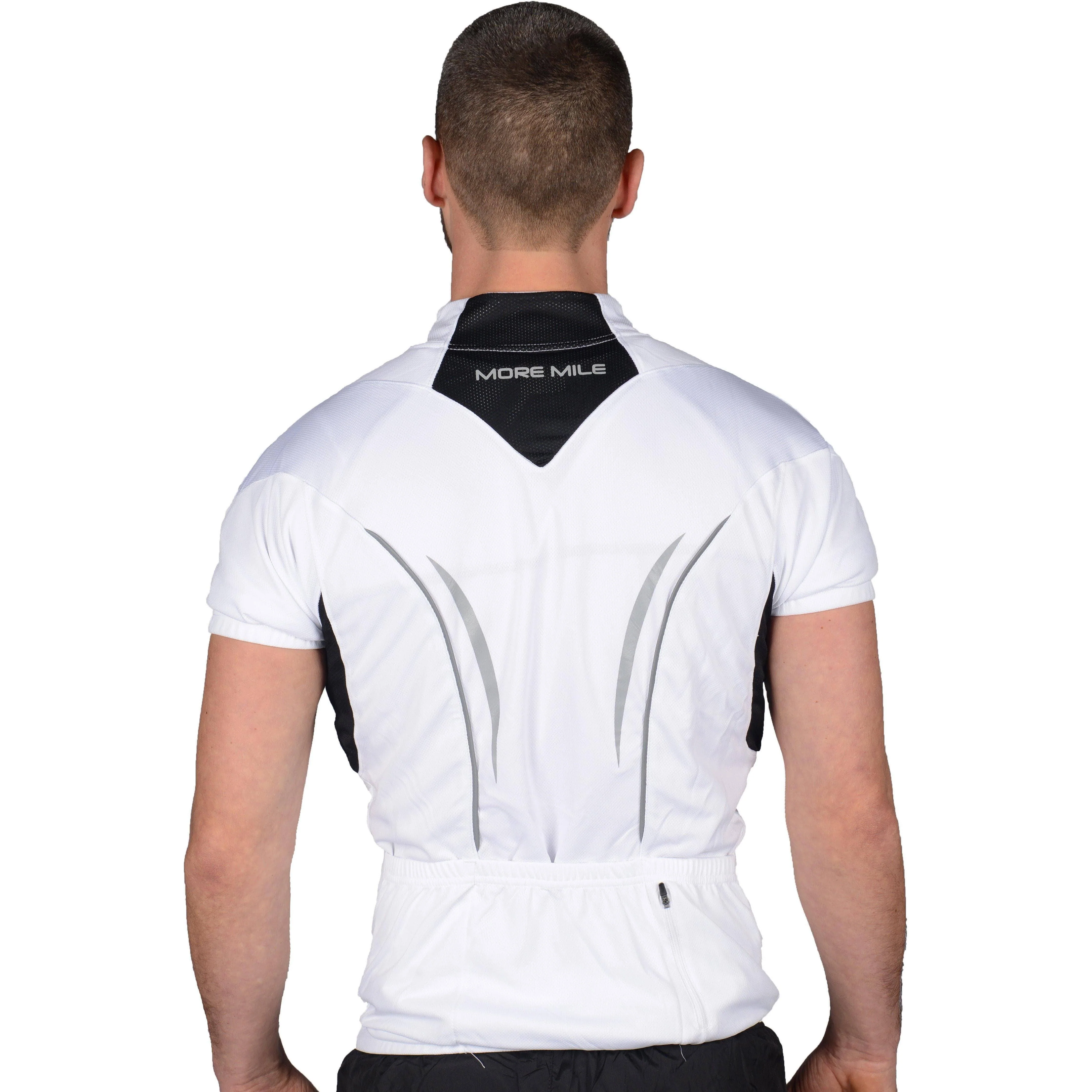 More Mile Short Sleeve Half Zip Mens Cycling Jersey - White - Image 3