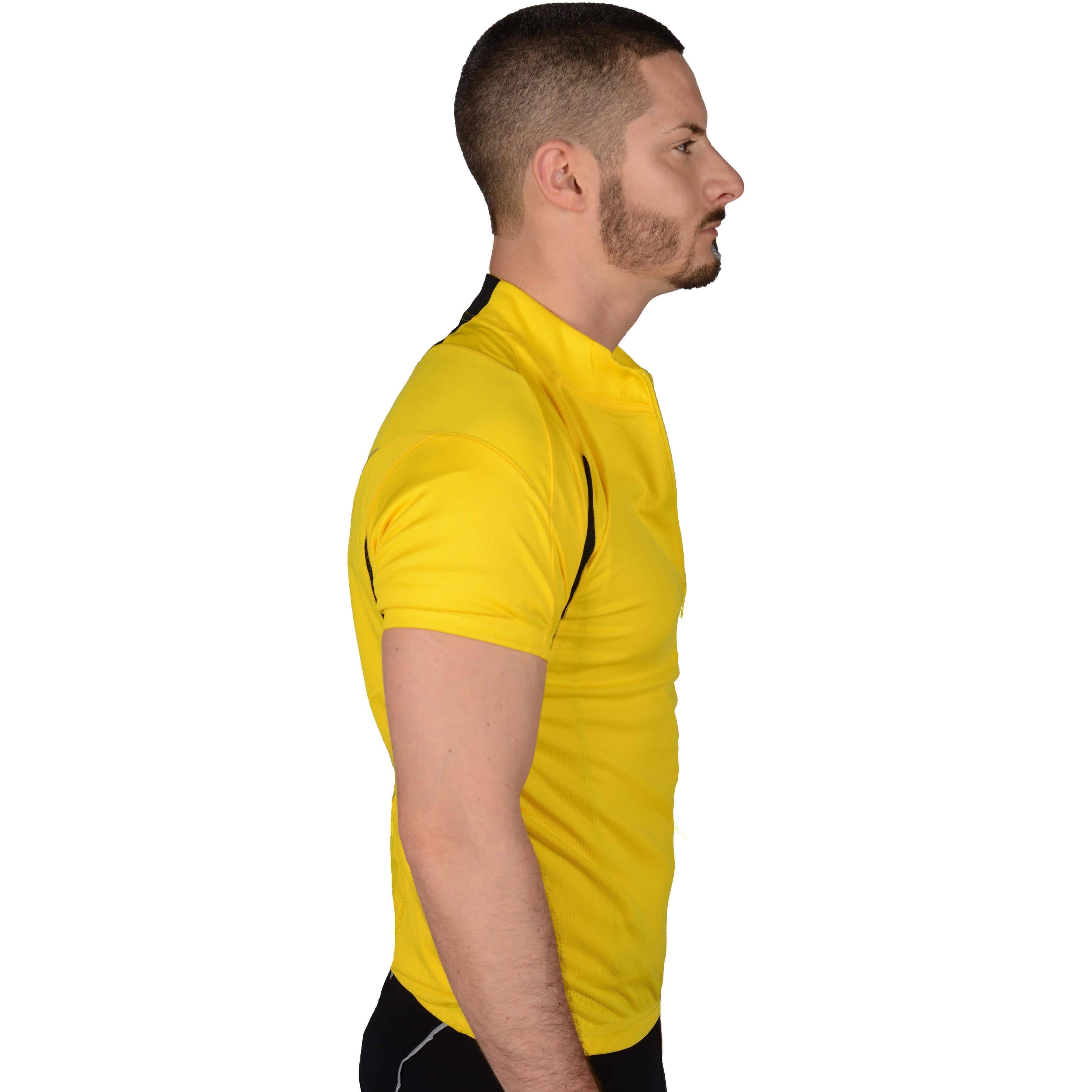 More Mile Short Sleeve Half Zip Mens Cycling Jersey - Yellow - Image 2