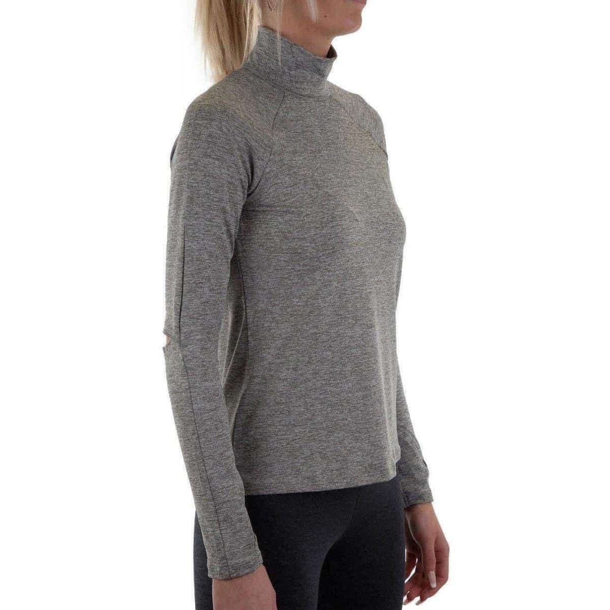 More Mile Train To Run Womens Long Sleeve Funnel Neck Running Top - Grey - Image 3