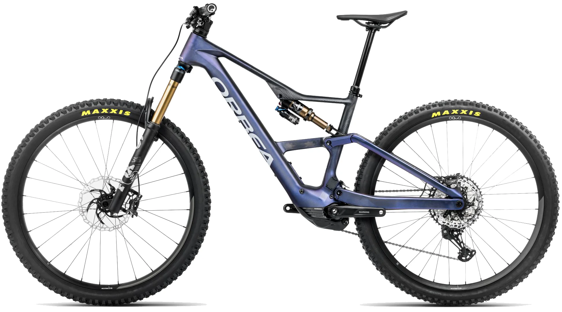 Orbea Rise LT M10 Carbon Electric Full Suspension Mountain Bike 2025 - Tanzanite Carbon View - Image 4