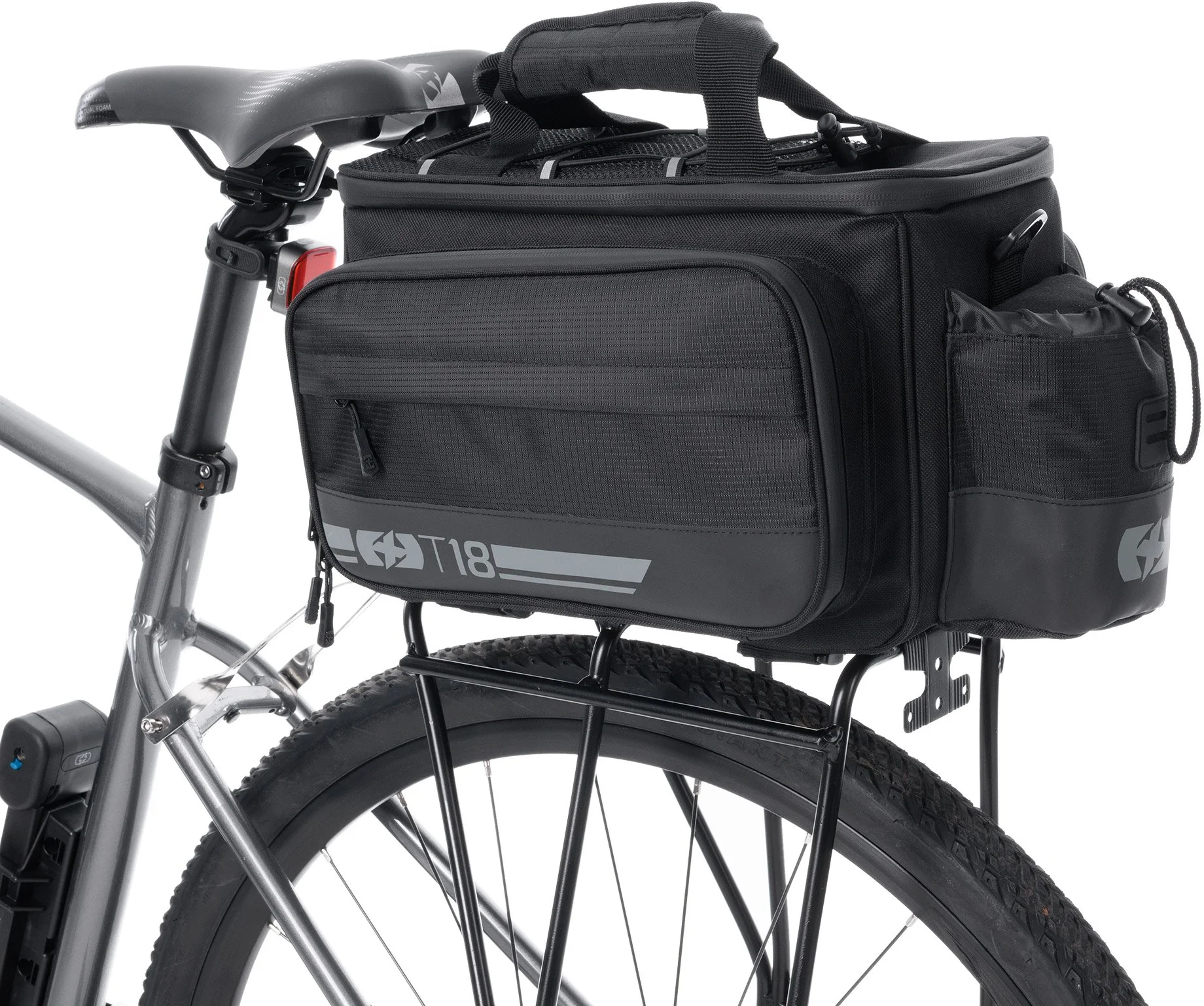 Oxford T18 Rack Top Bag With 18L Pannier Bag - Black - Image 8