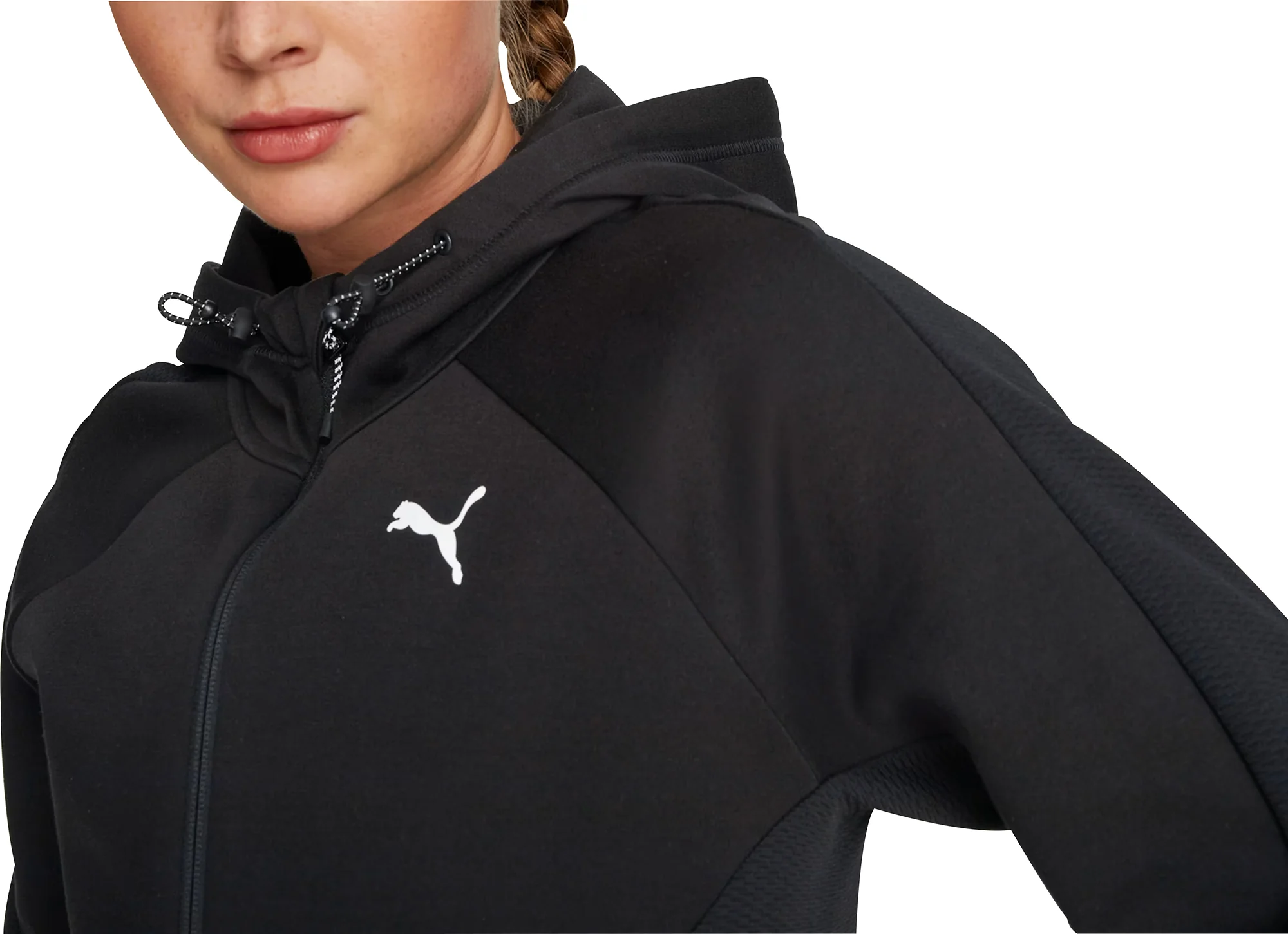 Puma EvoStripe Full Zip Womens Training Hoody - Black - Image 3