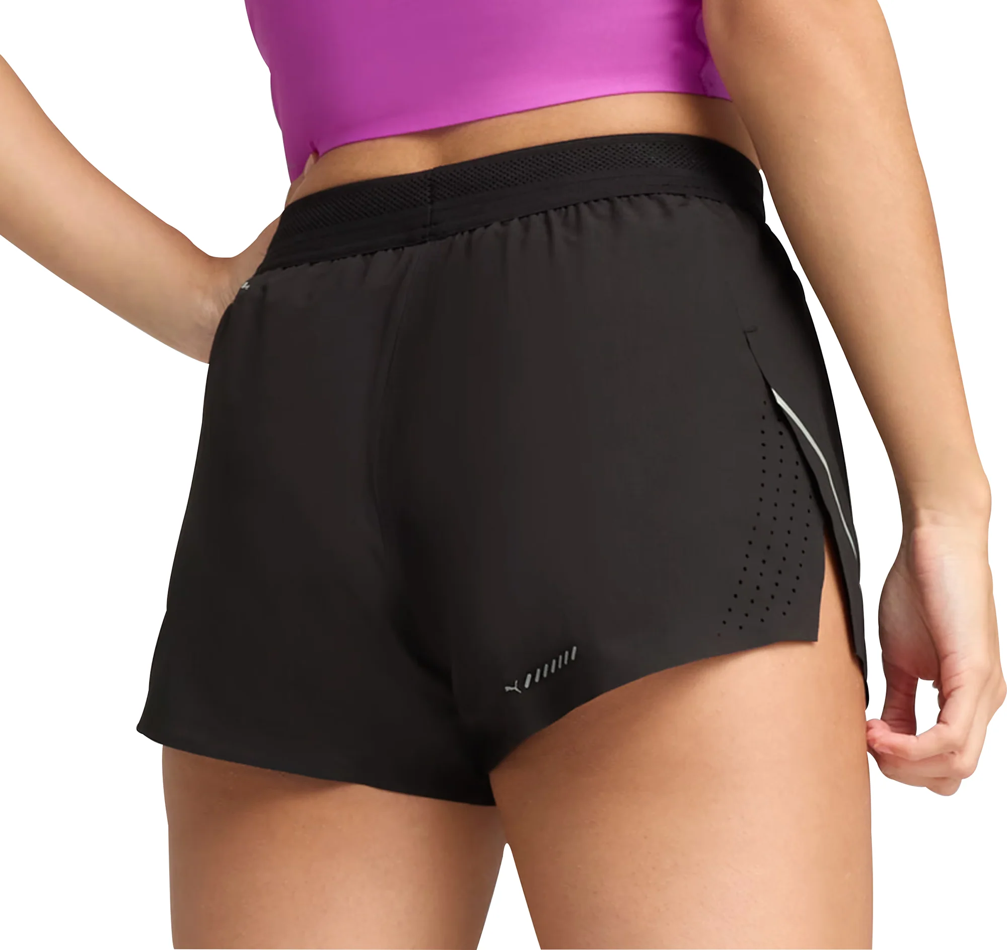 Puma Raceday UltraWeave 3 Inch Womens Split Running Shorts - Black - Image 6