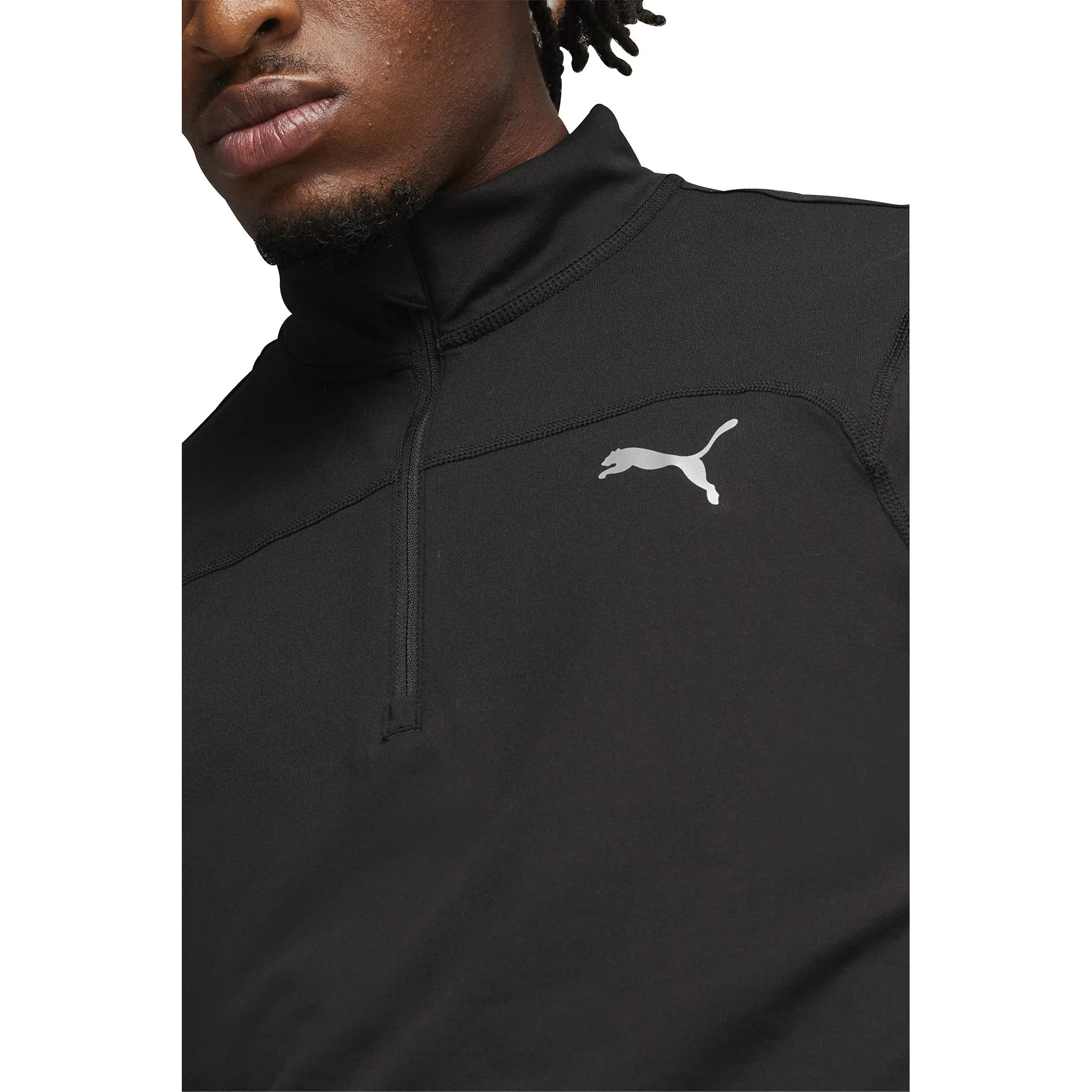 Puma Run Cloudspun Half Zip Long Sleeve Mens Running Top - Black - Image 4